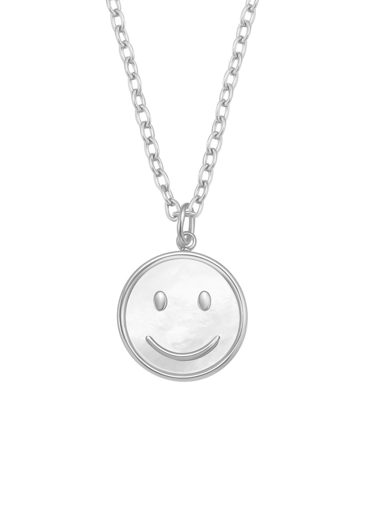 Hey Happiness Kette mit Anhänger Smiley, mit Muschel-Einsatz, Damen Halskette aus Edelstahl, 18k vergoldet
