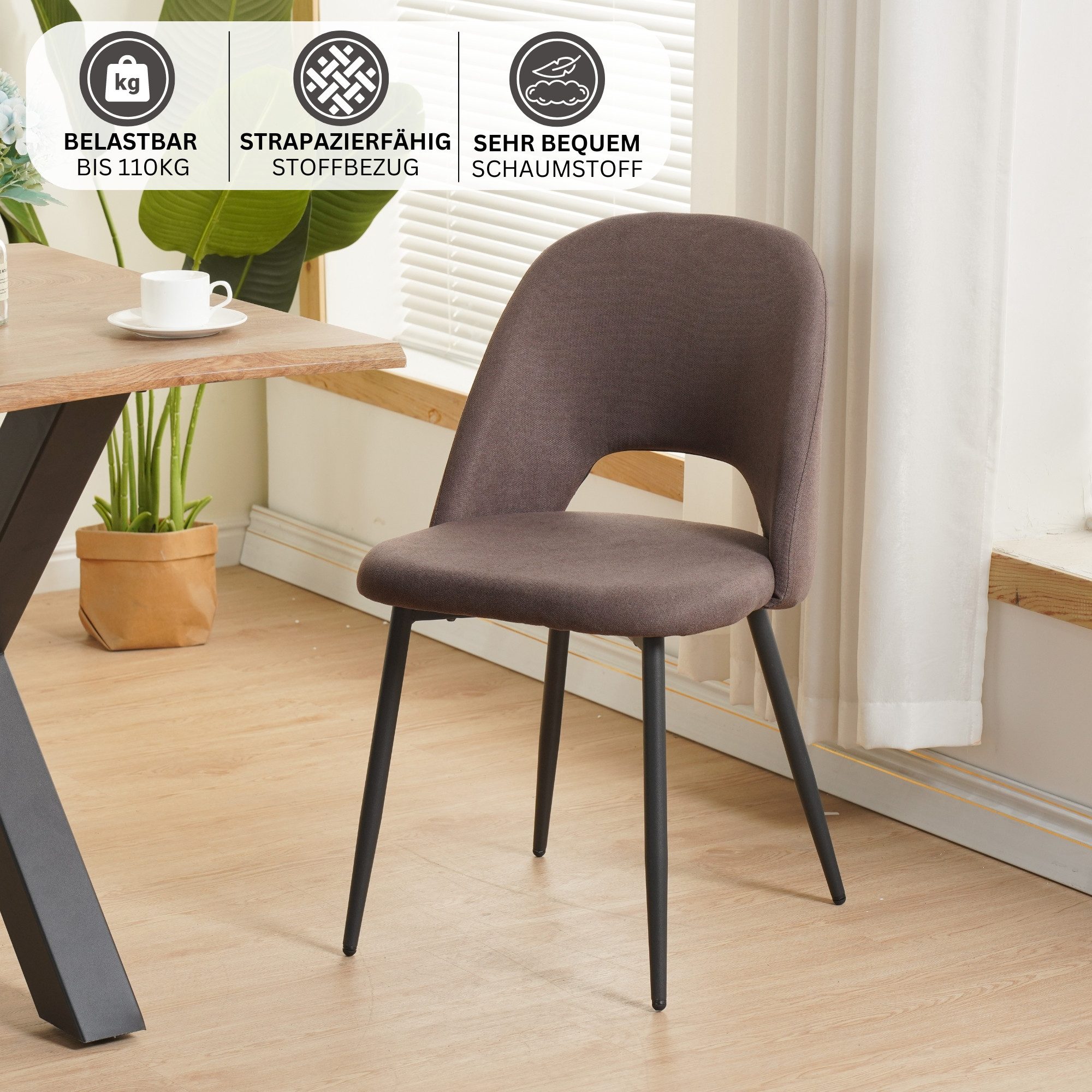 Albatros International Esszimmerstuhl Esszimmerstuhl SILVI Stoff 2er Set Br günstig online kaufen