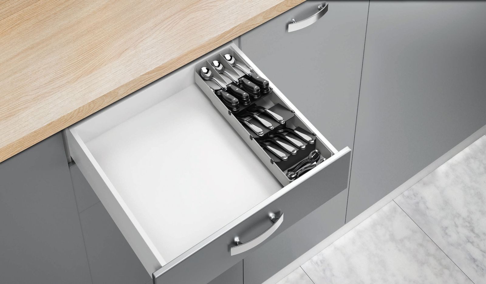 Gravidus Besteckeinsatz Besteck Organizer Schublade Schubladeneinsatz Besteckkasten – Bild 4 von 4