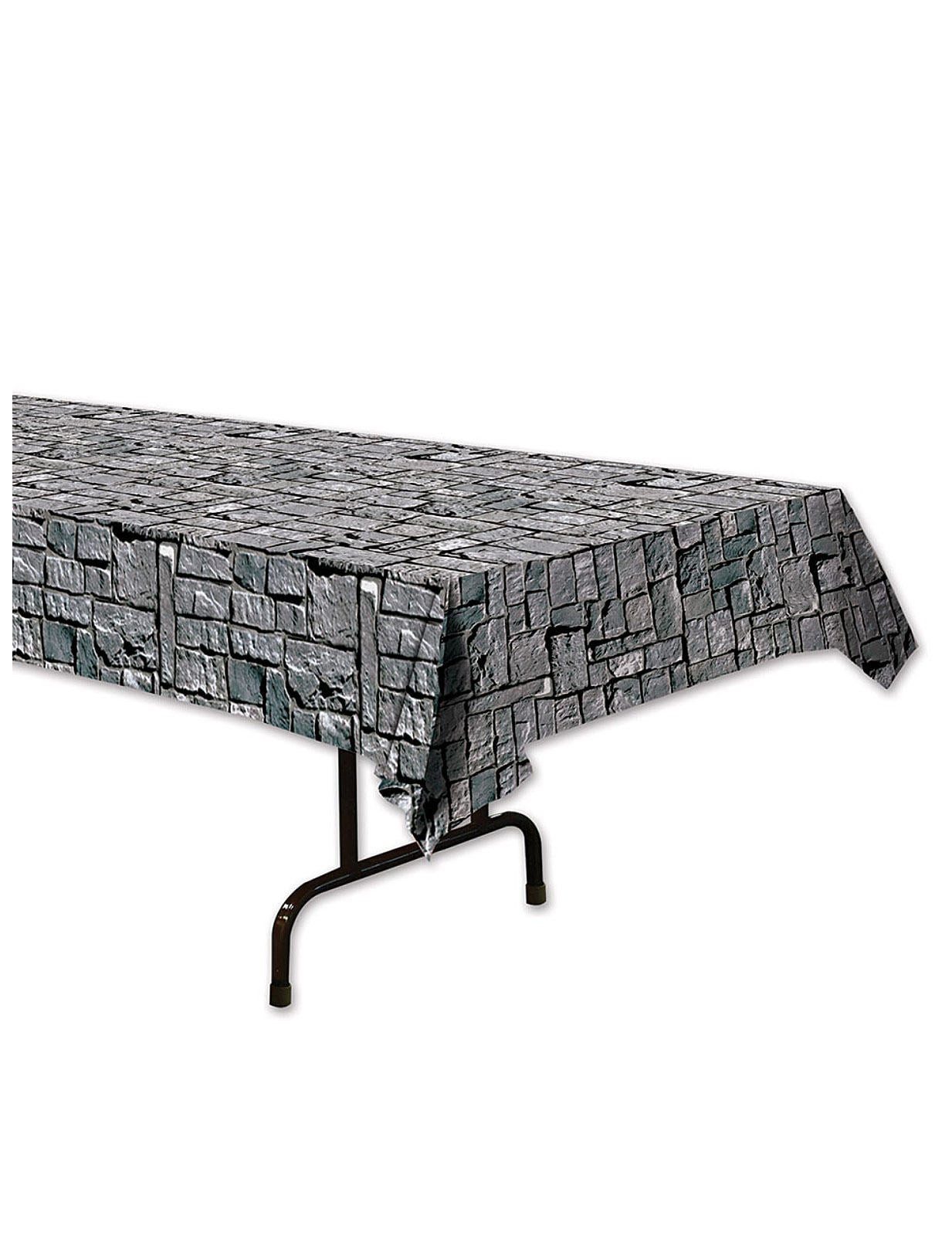 360 Degrees Kostüm Stein-Mauer Tischdecke grau 137x274cm
