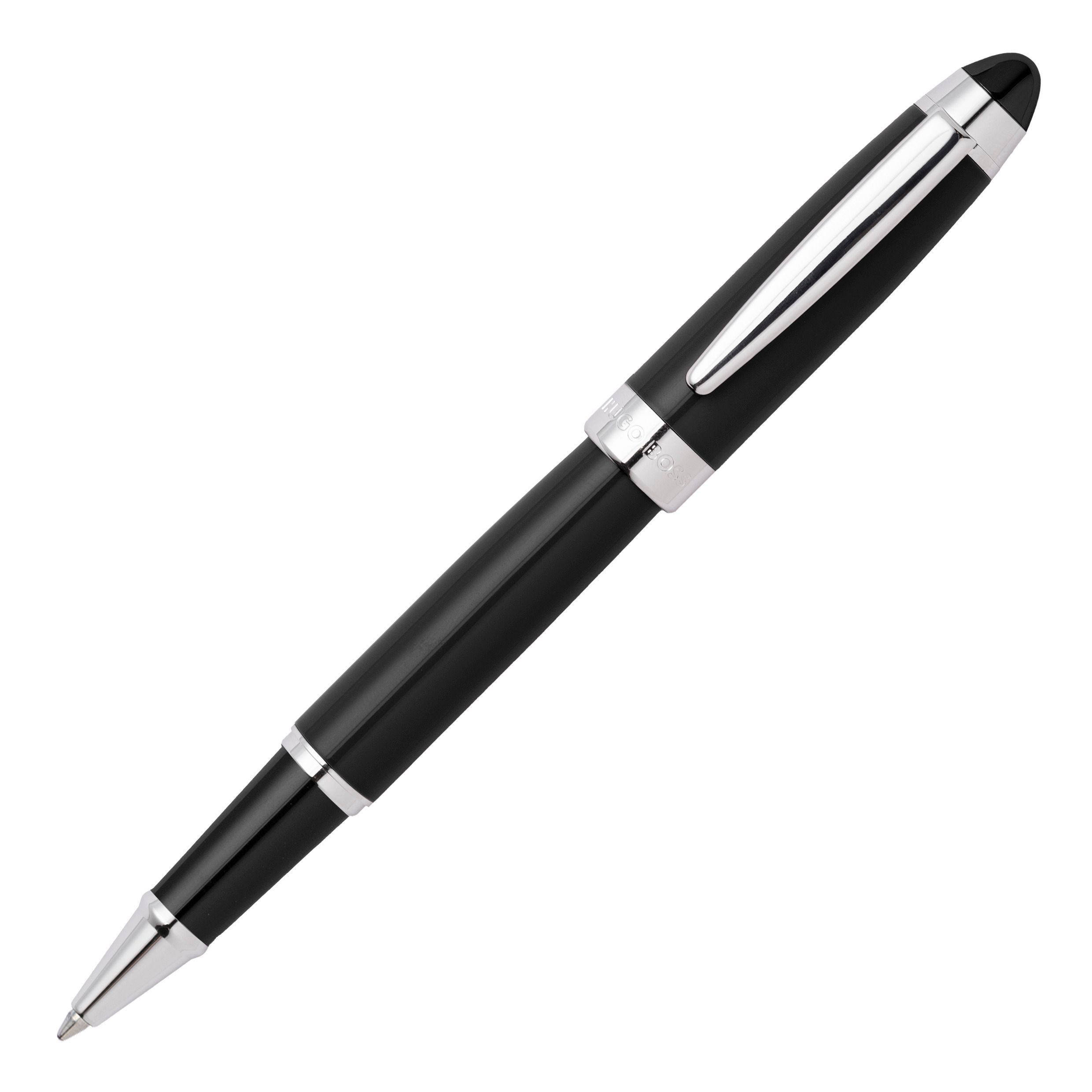 Otto Hutt Design 04 Tintenroller – Weiß-Silber, Guilloche Muster, Mit Großraummine M Blau