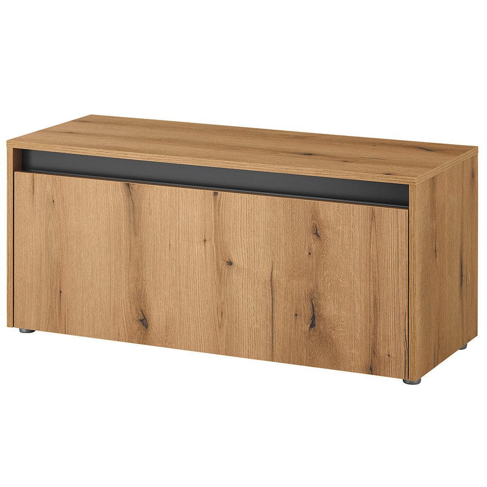 Lomadox Schuhbank CRISP-61, Eiche Nb. anthrazit, 1 Klappe, 100 cm breit, grifflos