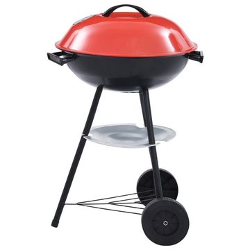 vidaXL Holzkohlegrill Tragbarer XXL-Holzkohle-Kugelgrill mit Rädern 44 cm