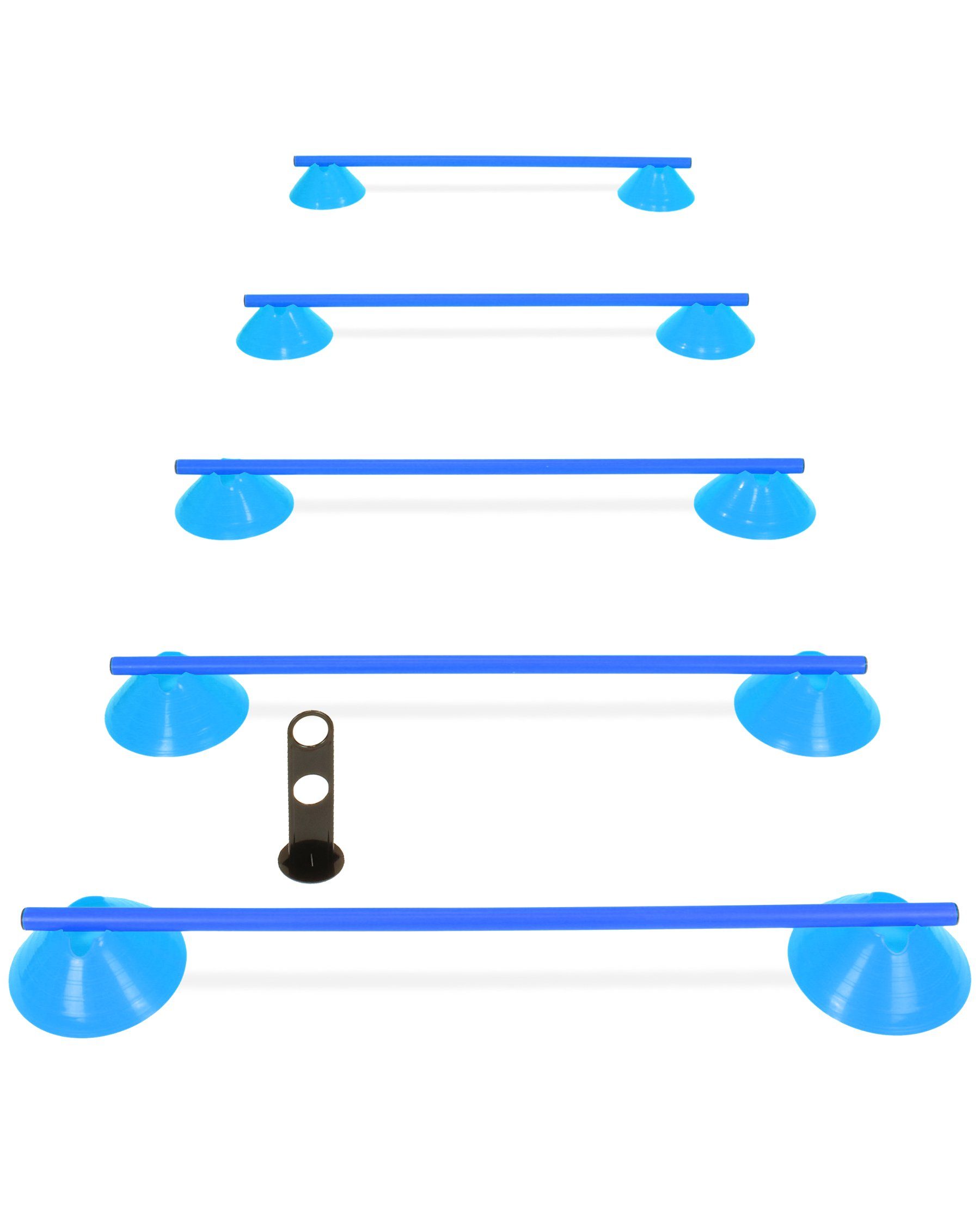 Superhund Agility-Hürde Cavaletti Mini-Hürden 5er Set mit Blauen Markiermulden Stange 100 cm F, Kunststoff