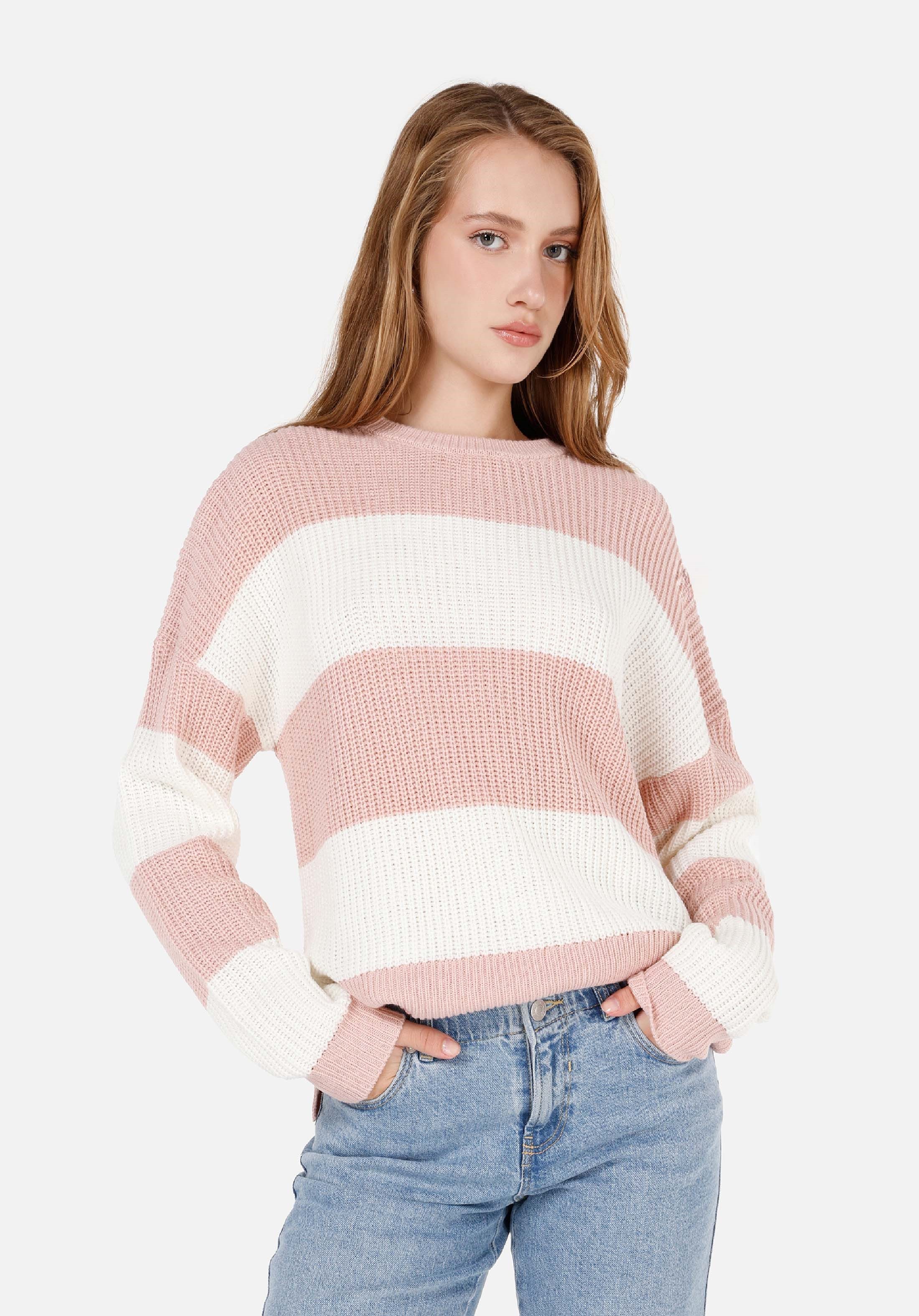 Colins Streifenpullover Colins Regular Fit Rundhalspullover für Damen