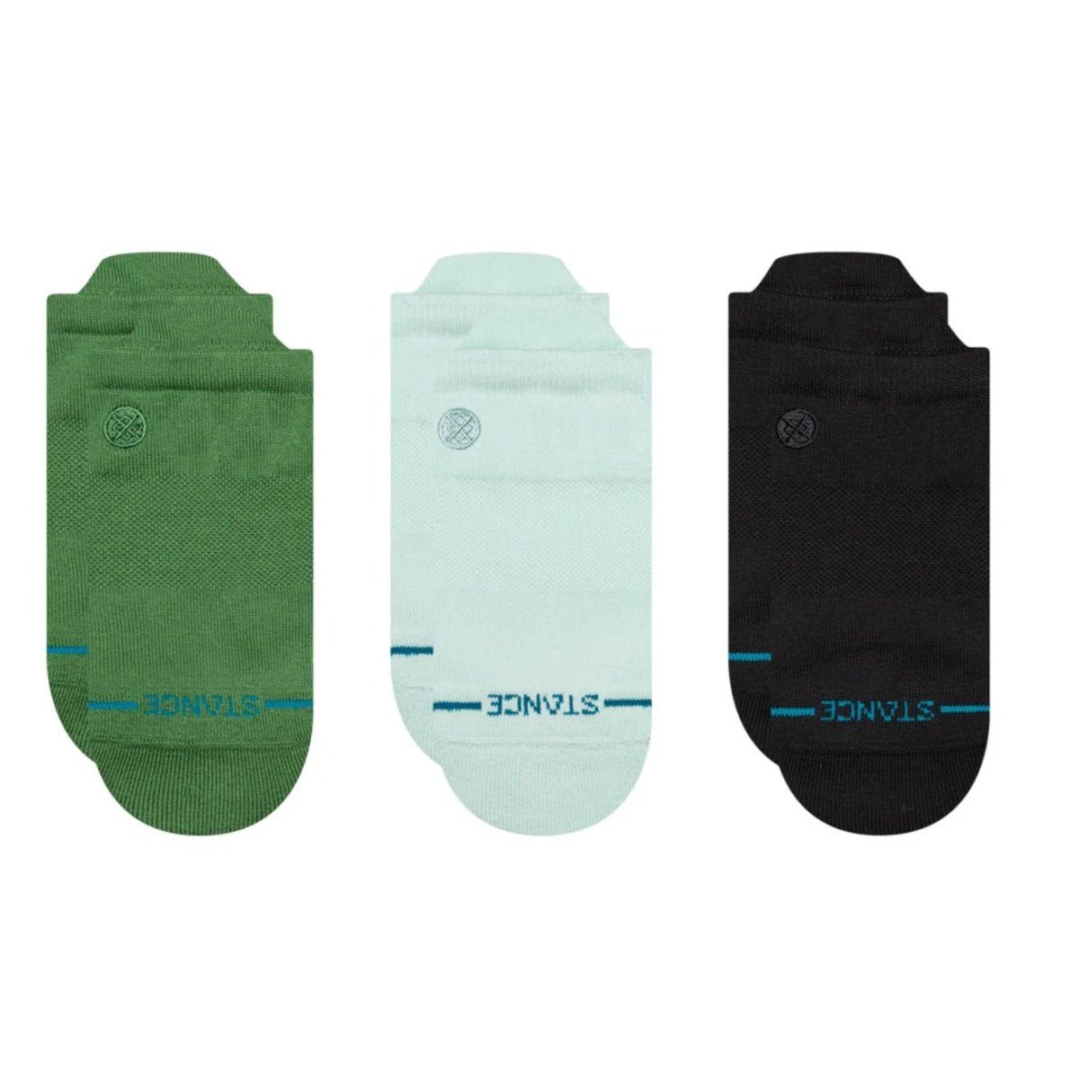 Stance Socken Tagessocke Sneaker Low Tab Icon hellblau/grün/schwarz - 3 Paar