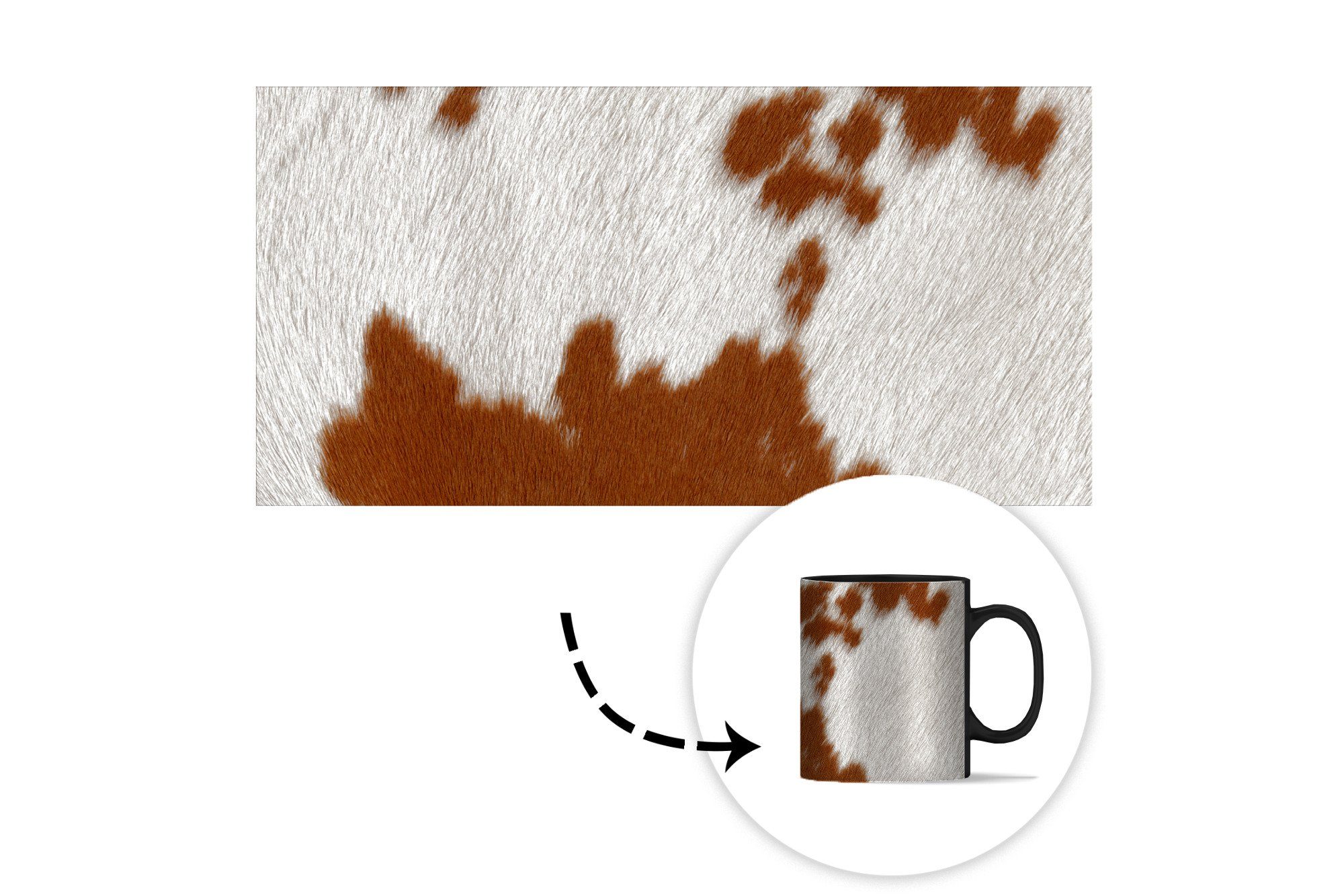 Tasse Kaffeetassen, Geschenk Farbwechsel, MuchoWow rot-orangen Zaubertasse, mit Teetasse, Tupfen, Keramik, Rindsleder