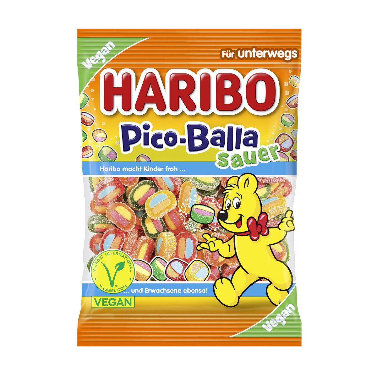 HARIBO Süßigkeit, Haribo Pico-Balla Sauer Fruchtgummi-Konfekt Packung 85g