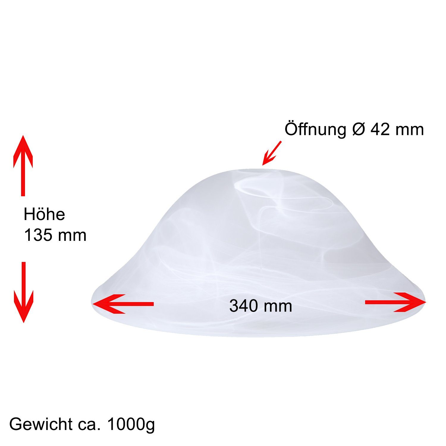 Home4Living Lampenschirm Lampenglas Ø 335mm Ersatzglas Alabasterglas Leuchtenglas rund, Dekorativ
