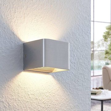 Lindby LED Wandleuchte Lonisa, LED-Leuchtmittel fest verbaut, warmweiß, Modern, Metall, nickel satiniert, inkl. Leuchtmittel, Wandstrahler