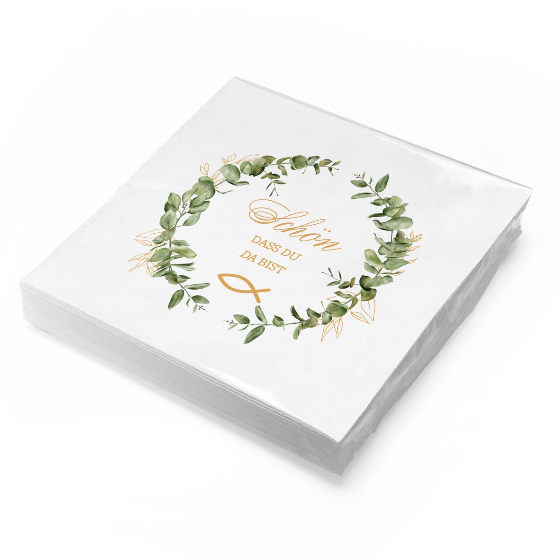 itenga Papierserviette itenga 20x Serviette Schön dass du da bist FISCH Eukalyptus