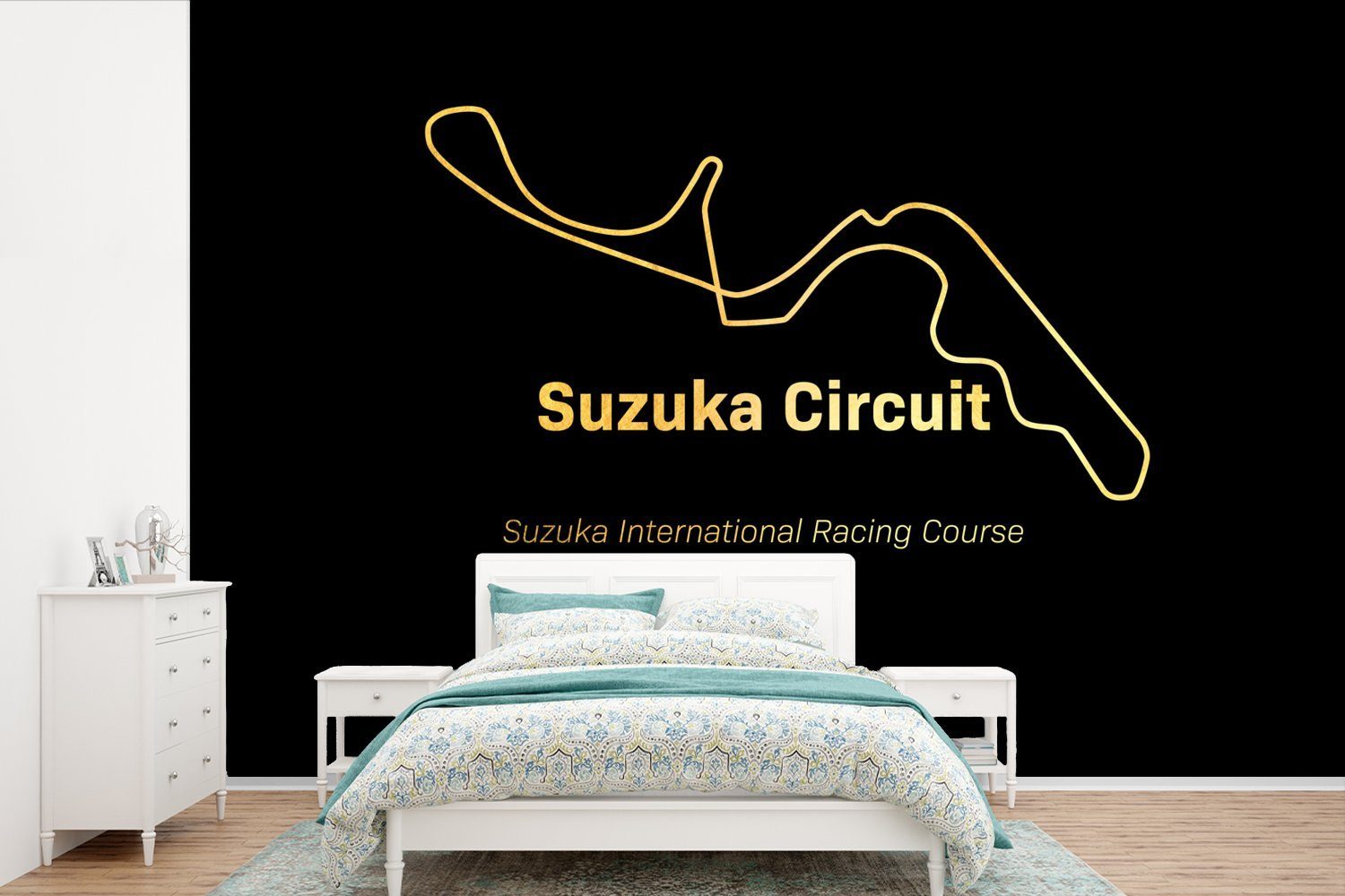 MuchoWow Fototapete Suzuka - Formel 1 - Rennstrecke, Matt, bedruckt, (6 St), Wallpaper für Wohnzimmer, Schlafzimmer, Kinderzimmer, Vinyl Tapete