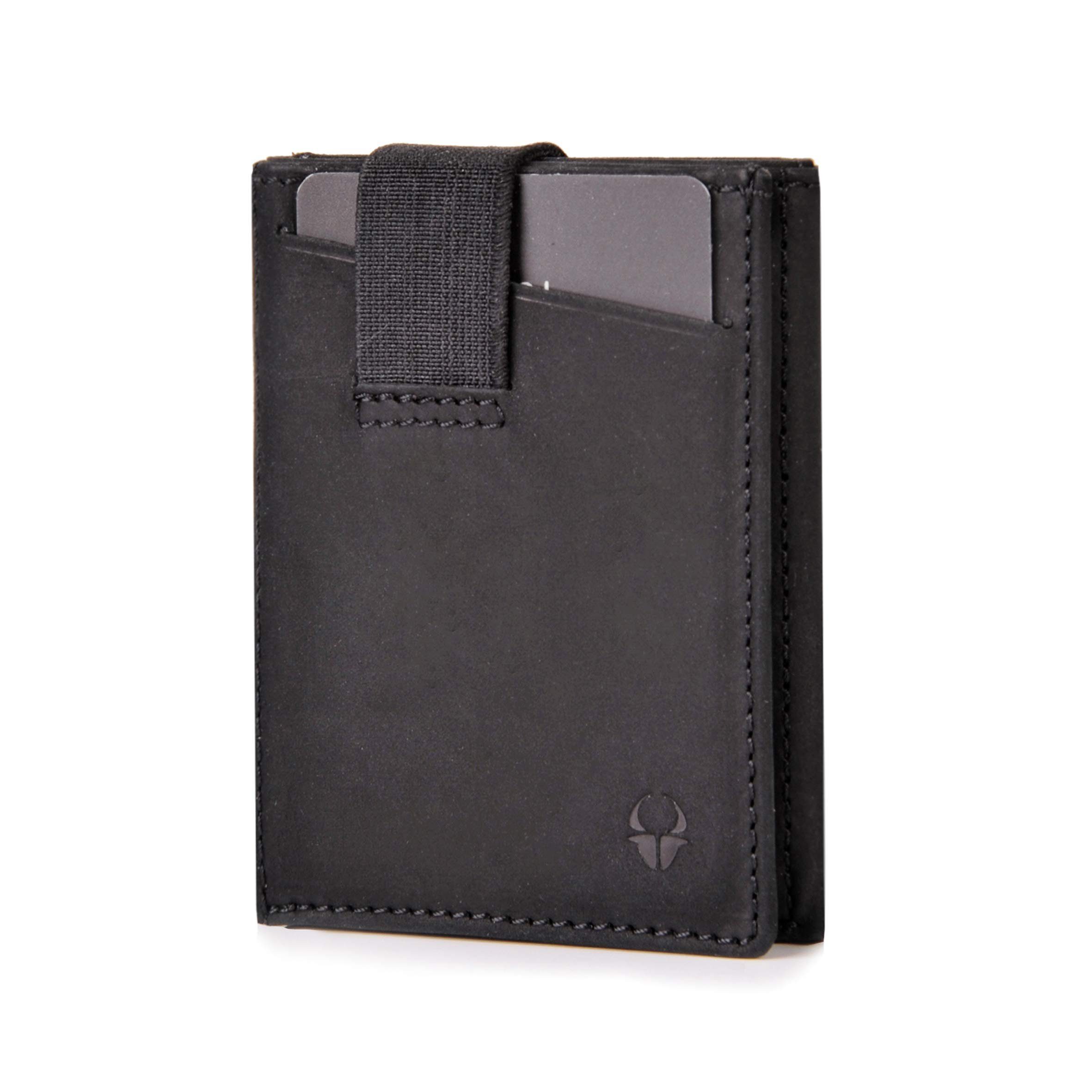 Donbolso Geldbörse Geldbeutel 2 I Slim Wallet mit Münzfach I RFID Schutz, Vintage Schwarz Mit Mnzfachvintage