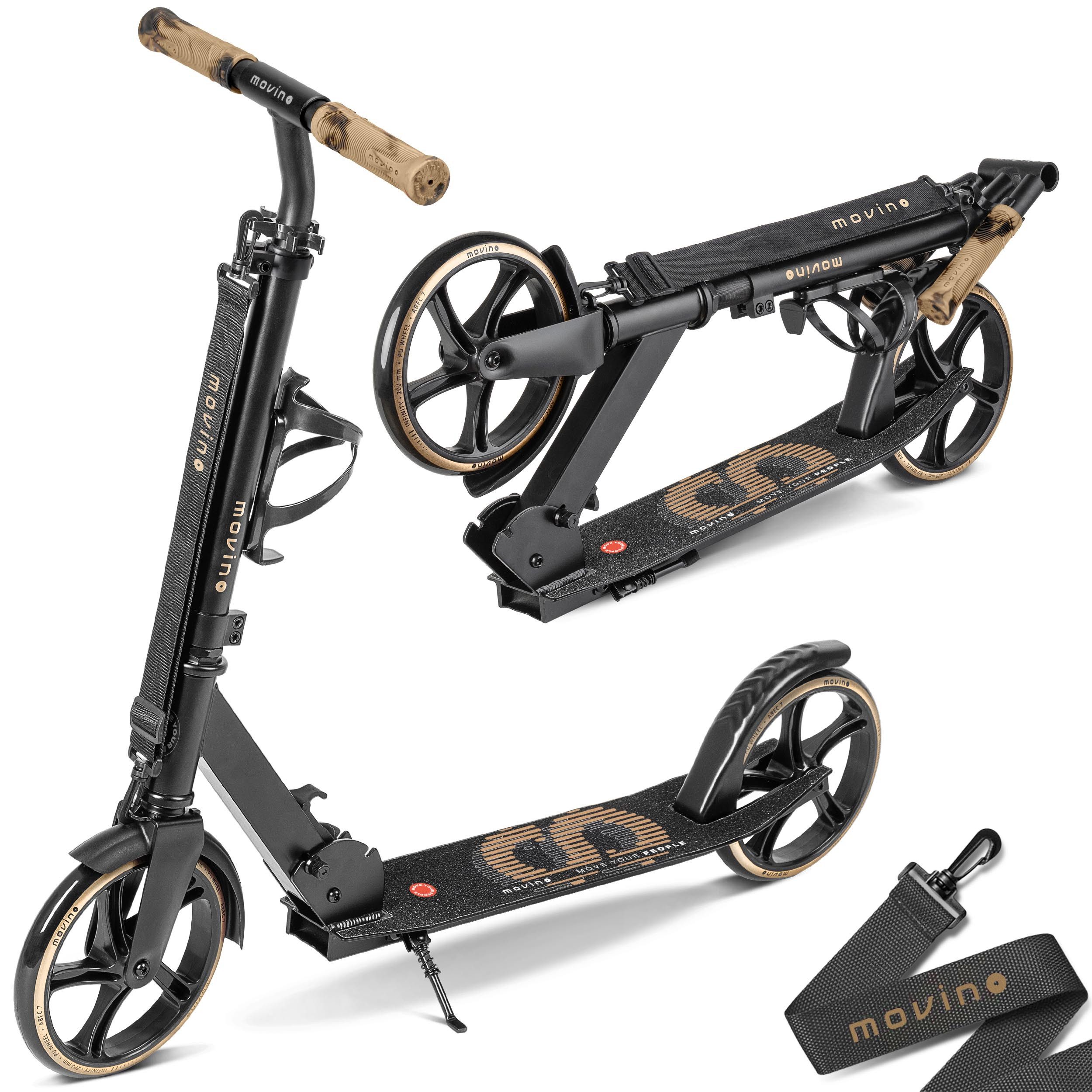 Movino Cityroller MOVINO INFINITY leicht 3,5 kg 200mm Rollen Flaschenhalter