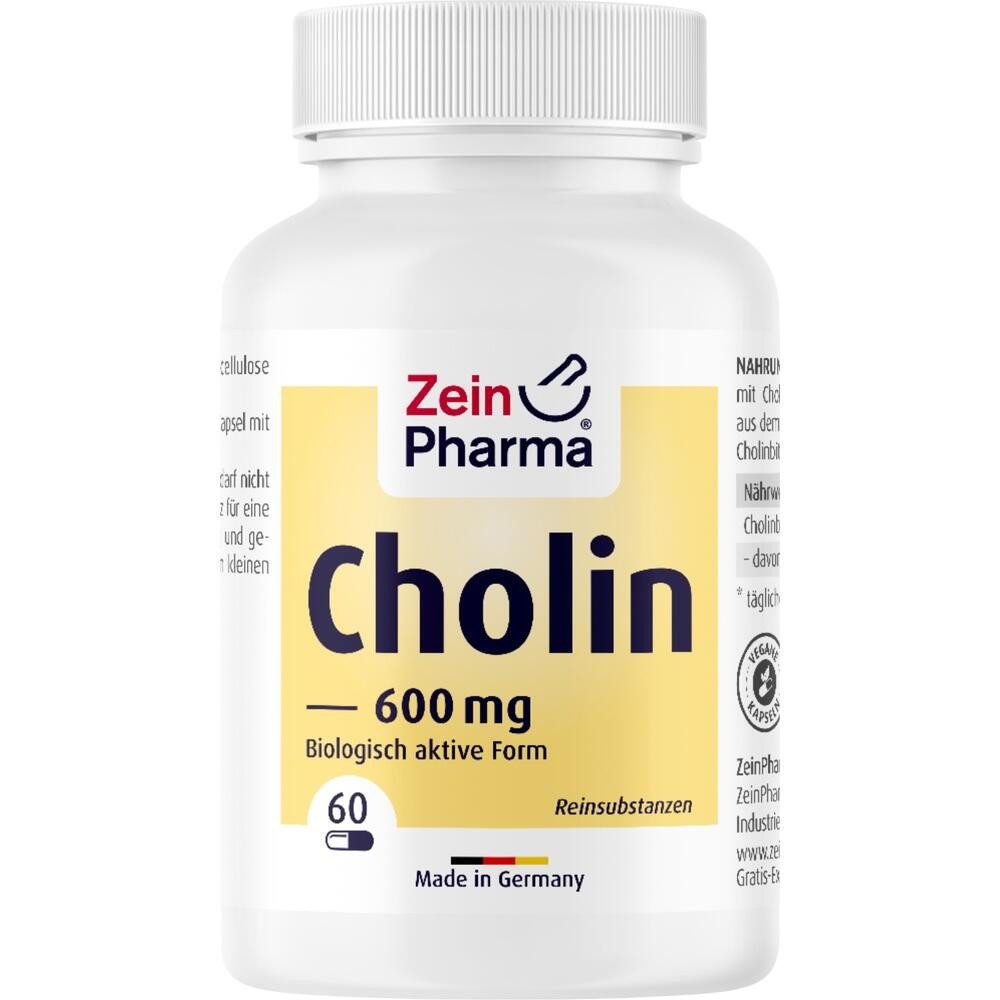 Zein Pharma - Germany GmbH CHOLIN 600 mg rein aus Bitartrat veg.Kapseln Kapseln, 60 St.