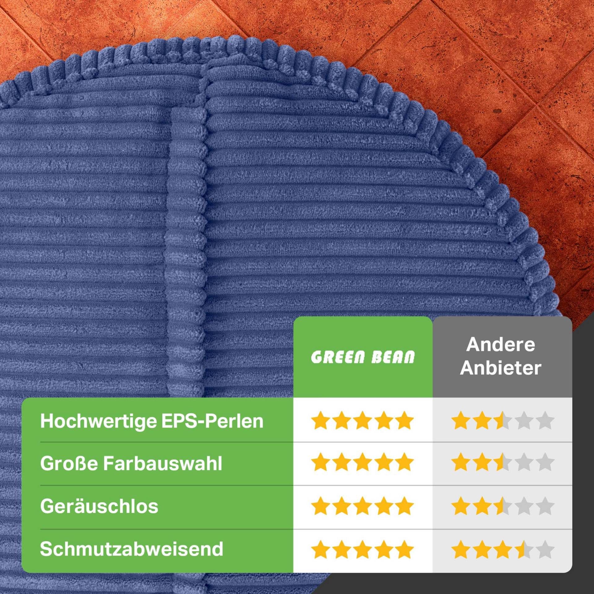 Green Bean Pouf Sitzsack-Hocker Pouf Cord 45x25cm (Indoor Sitzhocker Sitzkissen Fußhocker Relax-Sessel, Made in Germany), die ideale Ergänzung zum Sitzsack – Bild 4 von 5