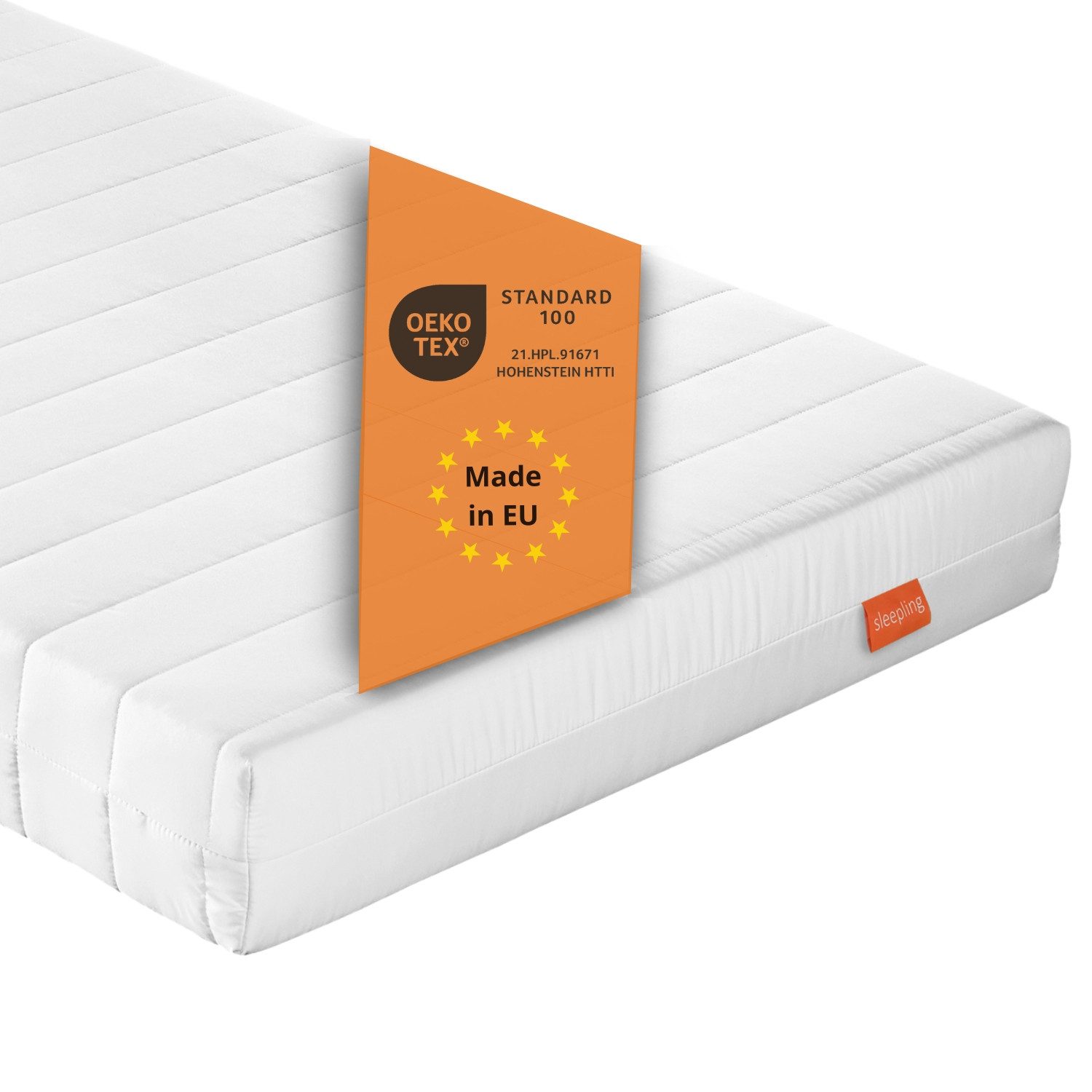 Kaltschaummatratze mit 7-Zonen und zwei unterschiedlich festen Liegeseiten, sleepling, beidseitig nutzbar (H2/H3), ergonomisch optimiert & atmungsaktiv