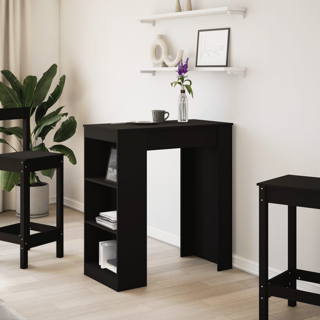 vidaXL Esstisch Bartisch mit Regal Schwarz günstig online kaufen