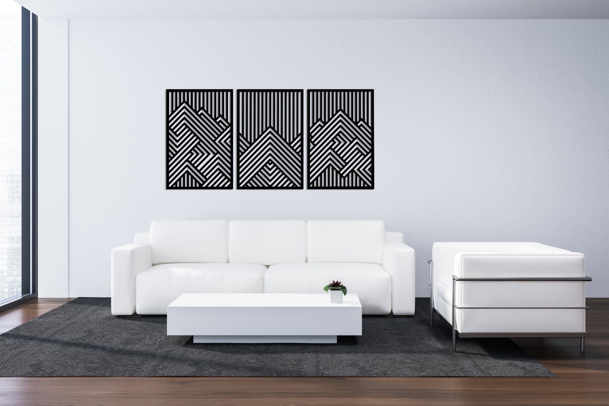 ORNAMENTI Holzbild 3D Wanddeko Wandpaneele, geometrische moderne