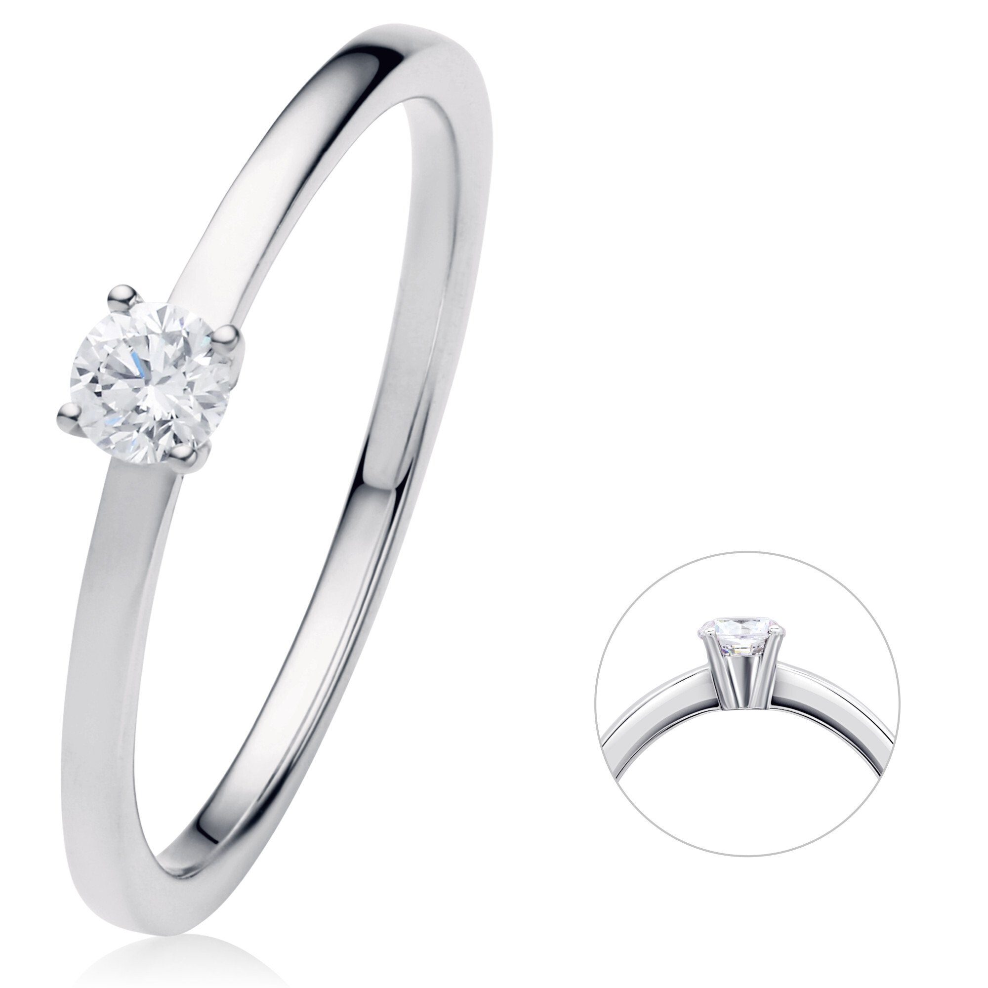 ONE ELEMENT Diamantring 0.15 ct Diamant Brillant Ring aus 950 Platin, Damen Platin Schmuck | Fingerringe