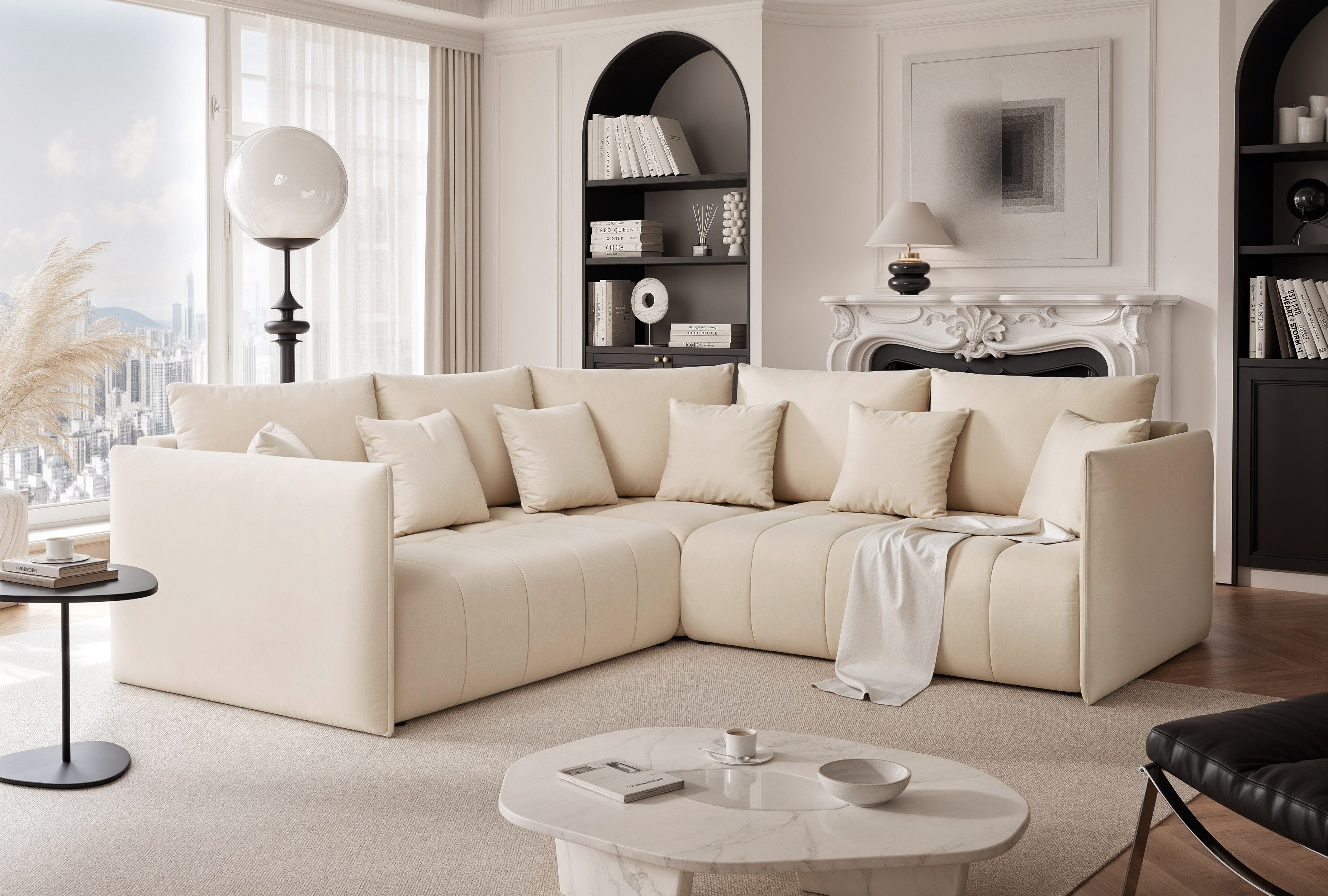 yourhouse24 Ecksofa OLIMPIA Universell stellbar (235 cm) mit Schlaffunktion & Bettkasten