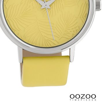 OOZOO Quarzuhr Oozoo Damen Armbanduhr Timepieces Analog, (Analoguhr), Damenuhr rund, groß (ca. 42mm) Lederarmband, Fashion-Style