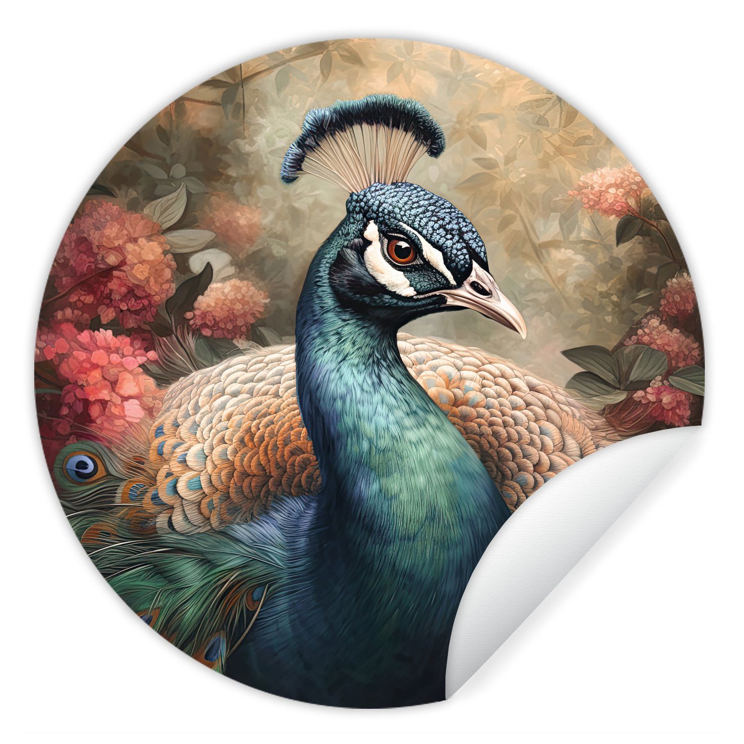 MuchoWow Wandsticker Pfau - Vogel - Pflanzen - Pfauenfedern (1 St), Wandtat günstig online kaufen