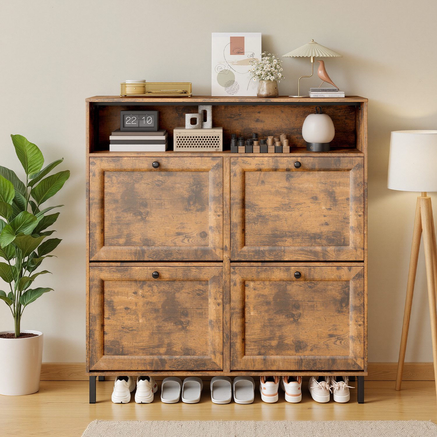 Bealife Schuhschrank Schuhregal Mit 4 Türen, für 18-24 Paar Schuhe für den günstig online kaufen