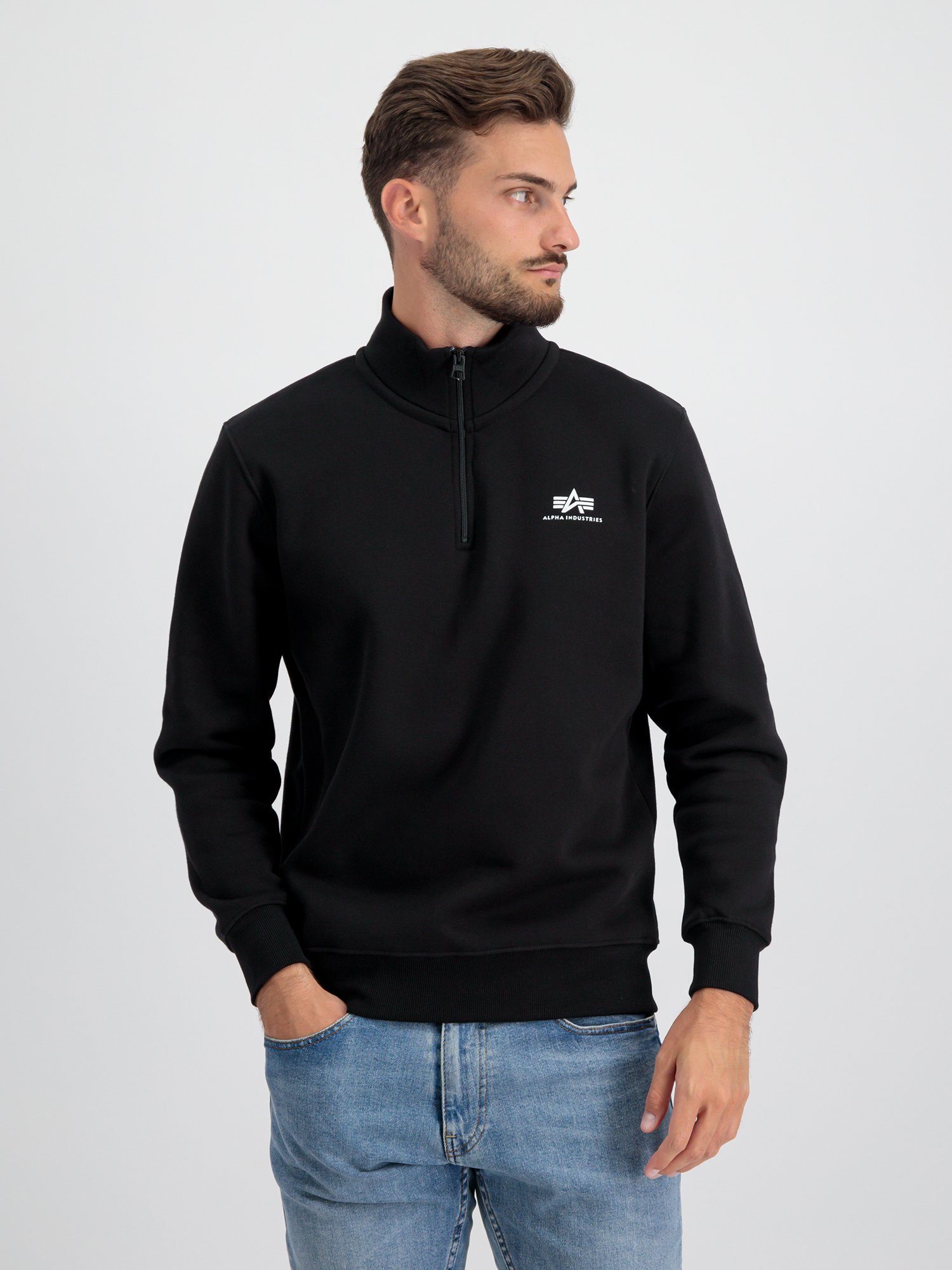 Alpha Half SL Men Sweater Zip Sweatshirts black Industries Industries - Alpha Sweater