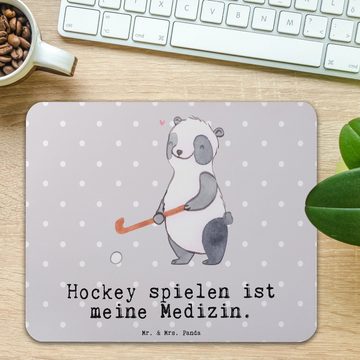 Mr. & Mrs. Panda Mauspad Panda Hockey spielen - Grau Pastell - Geschenk, PC Zubehör, Auszeichn (1-St), Made in Germany