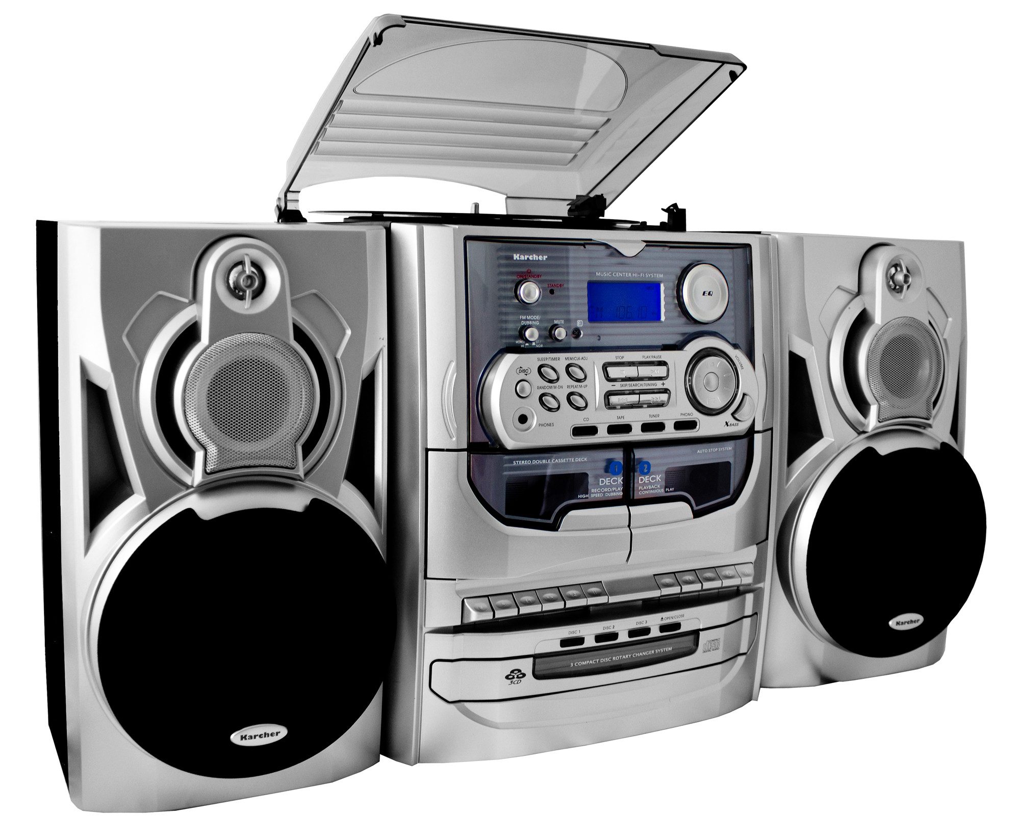 Karcher KA 5300 Plattenspieler (Stereoanlage mit CD-Player (3-fach Wechsler), Kassettendeck, Radio) – Bild 2 von 4