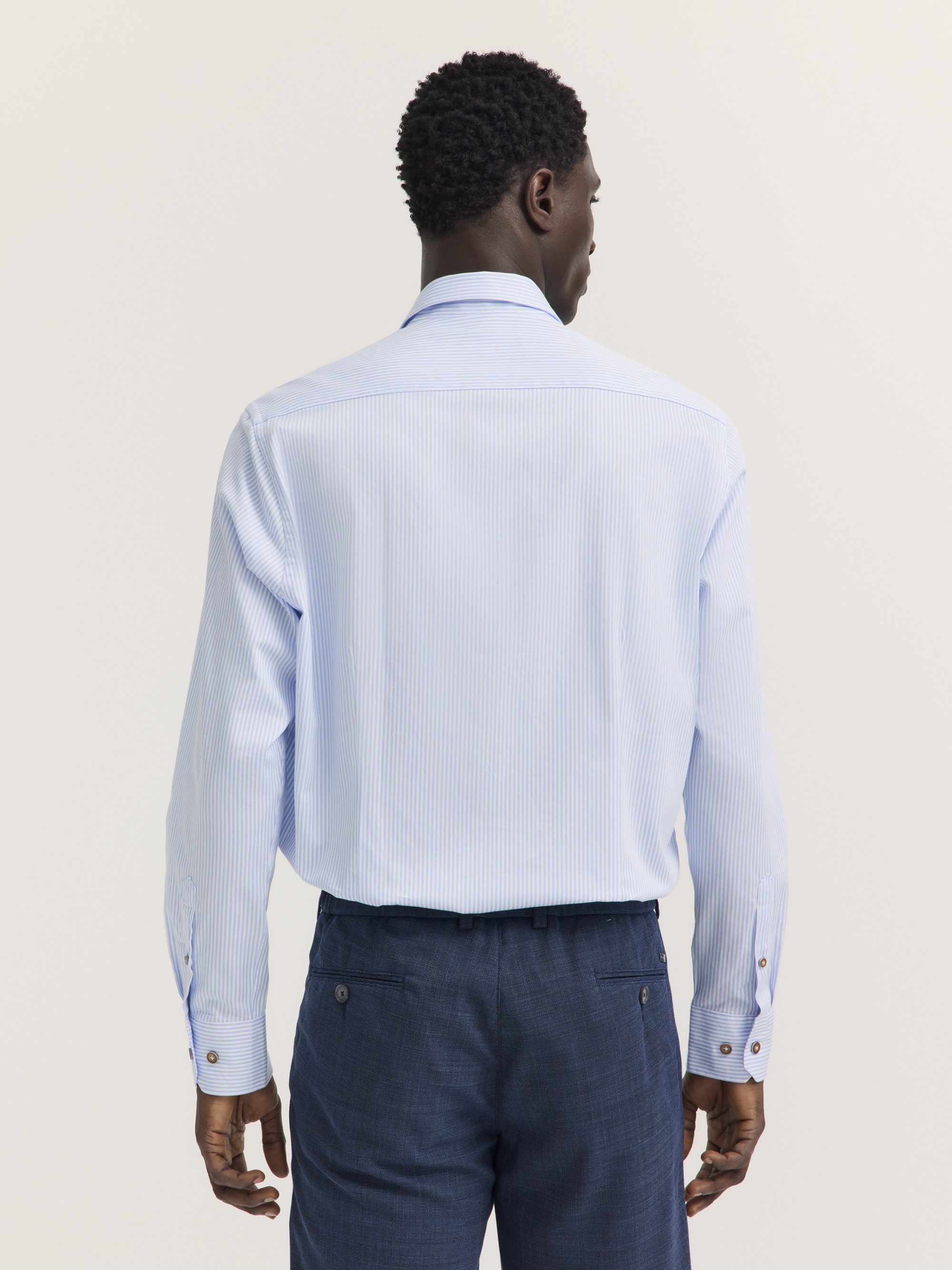 bugatti Businesshemd Easy-Care gestreift mit Satin-Optik