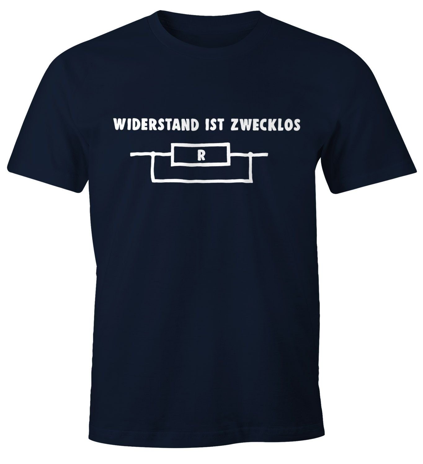 MoonWorks Print-Shirt Widerstand ist zwecklos Shirt Herren T-Shirt Moonworks® mit Print navy