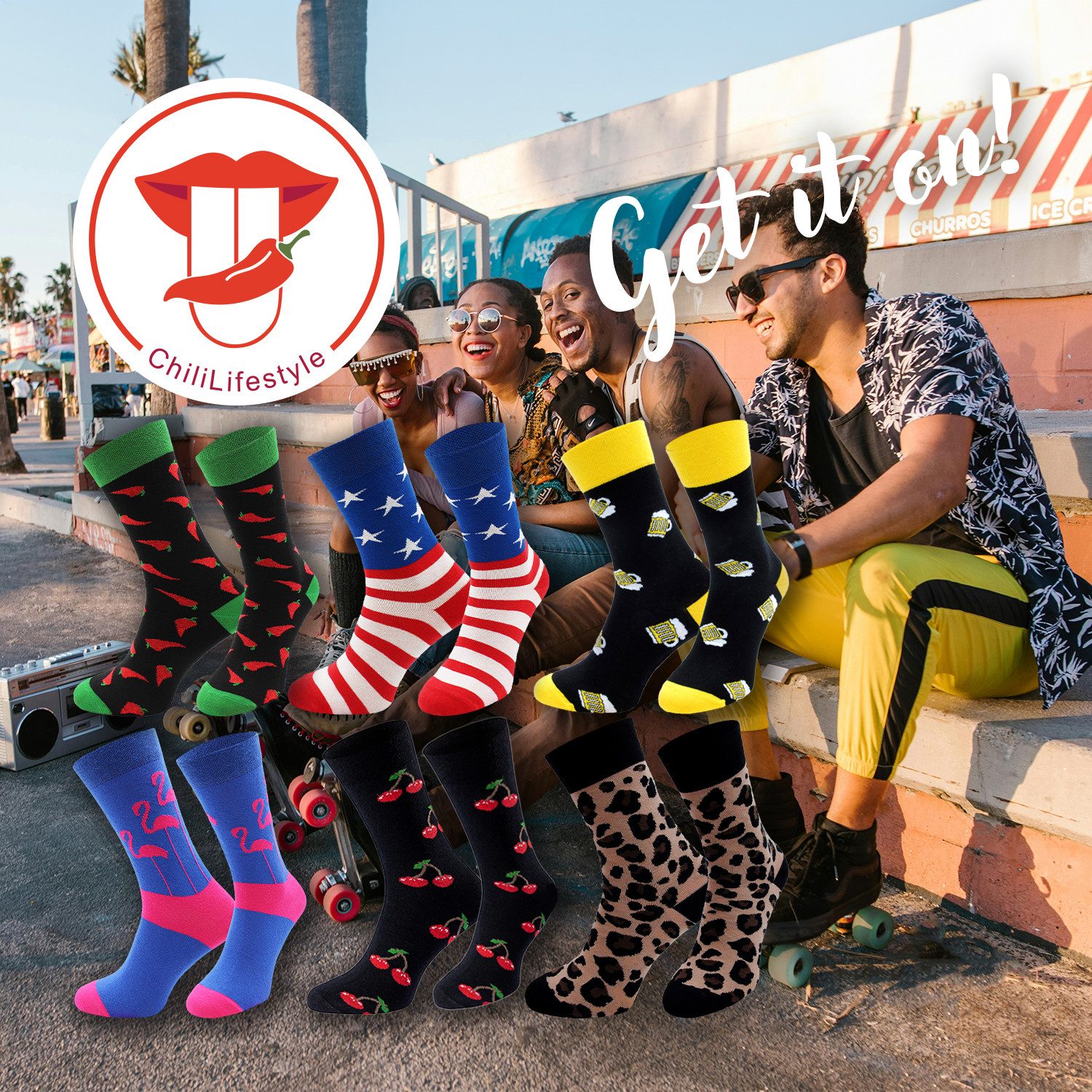 Chili Lifestyle Freizeitsocken Geschenksocken Set 6 günstig online kaufen