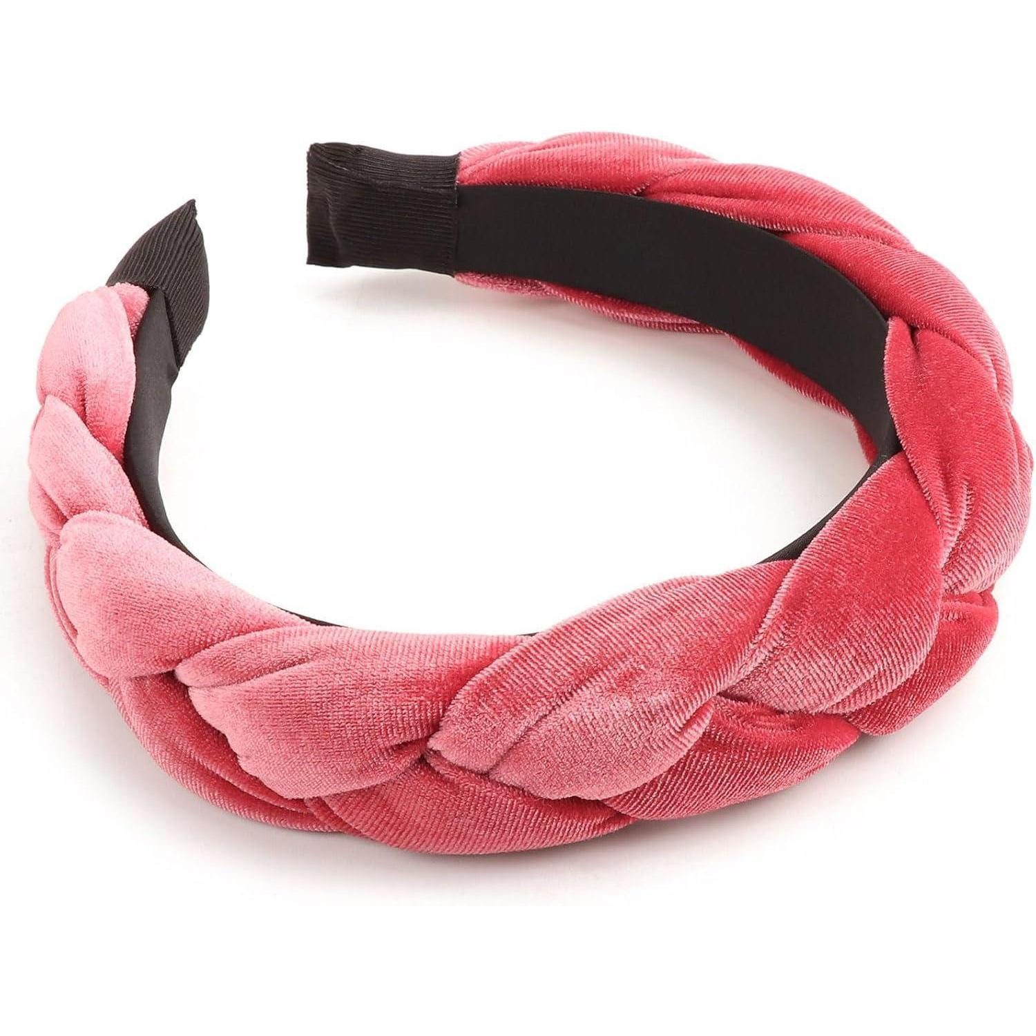 LuxusKollektion Haarreif Stirnband Geflochten Samt Elastisch 1 Pc Hair Hoop Peach Pink 1