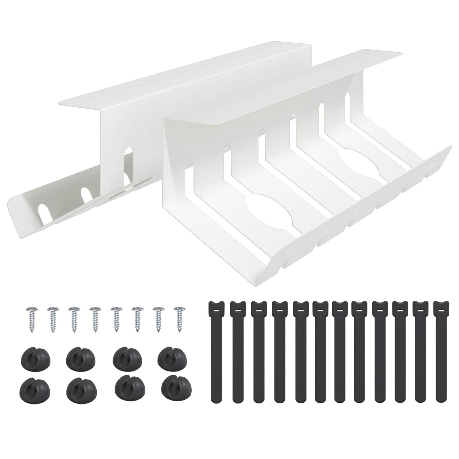 vidaXL Kabelzubehör Unter dem Schreibtisch Kabelmanagement Tray 2 Stk. Weiß, (2-tlg)