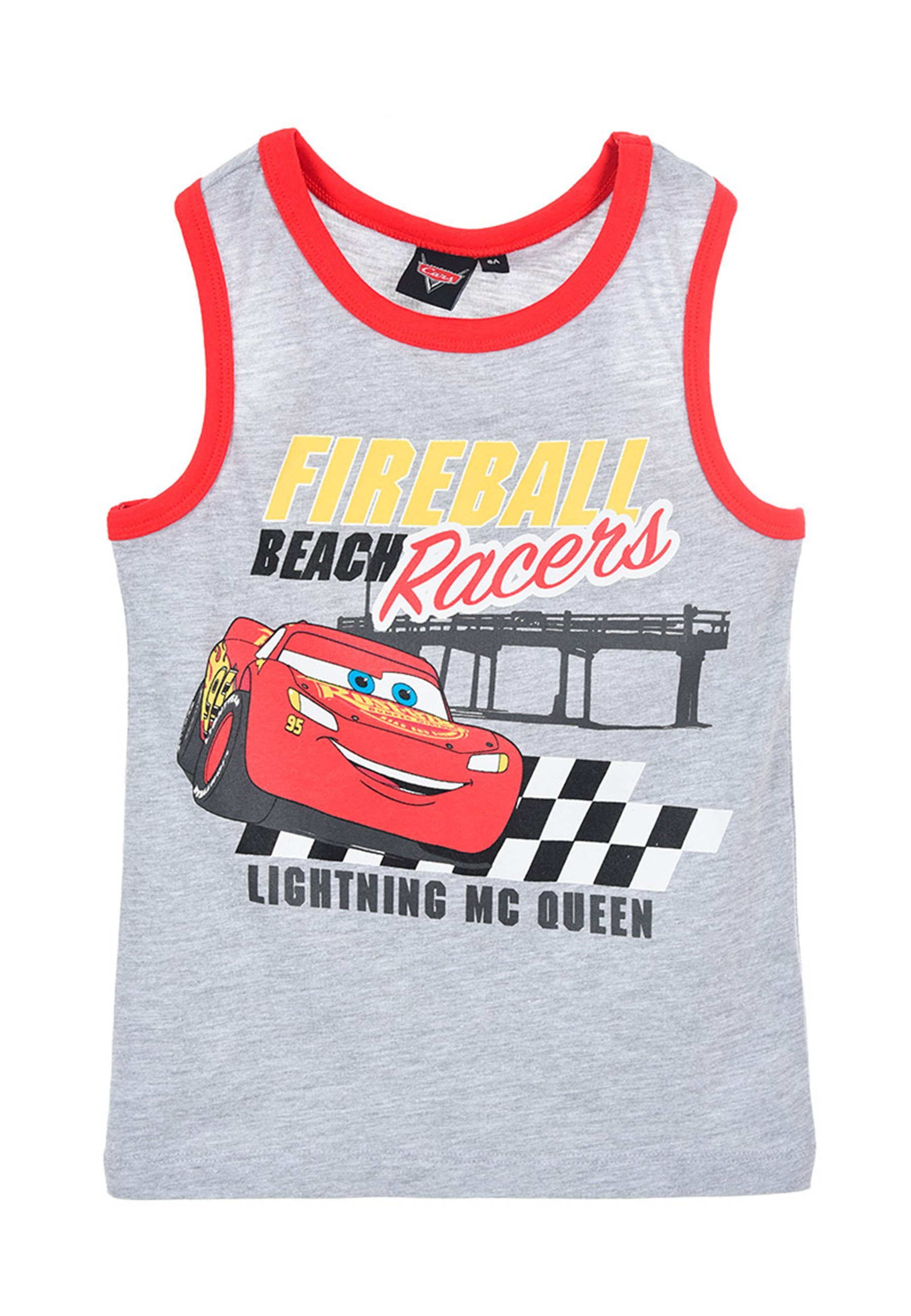 Disney Cars McQueen Lightning Sommer-Shirt Jungen Muskel-Shirt Muskelshirt Grau Tank-Top