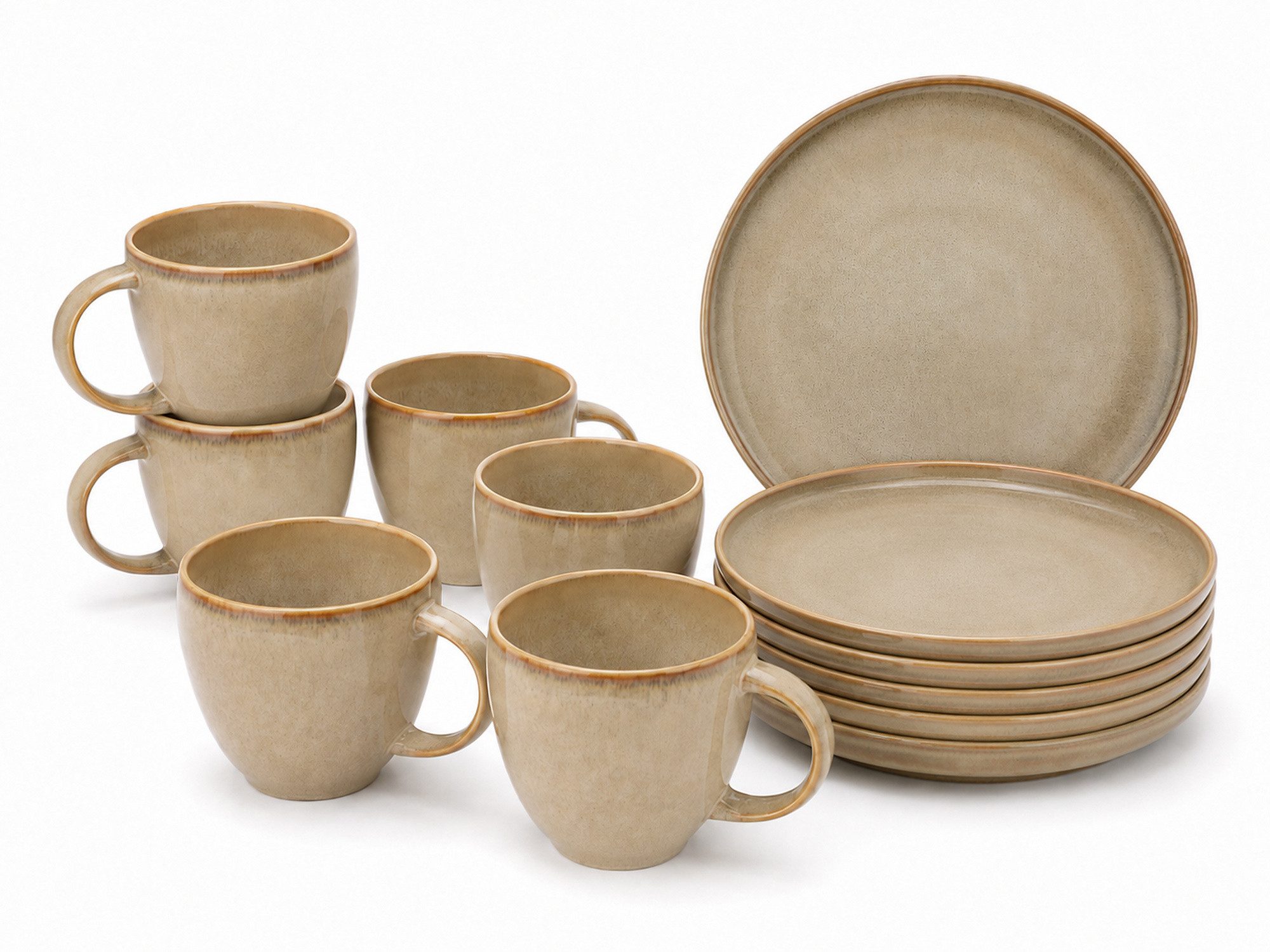 Cosy & Trendy Frühstücks-Geschirrset Conico, Geschirr-Set, 12-tlg. (12-tlg), 6 Personen, Steinzeug, Steinzeug, für 6 Personen, rund, spülmaschinengeeignet