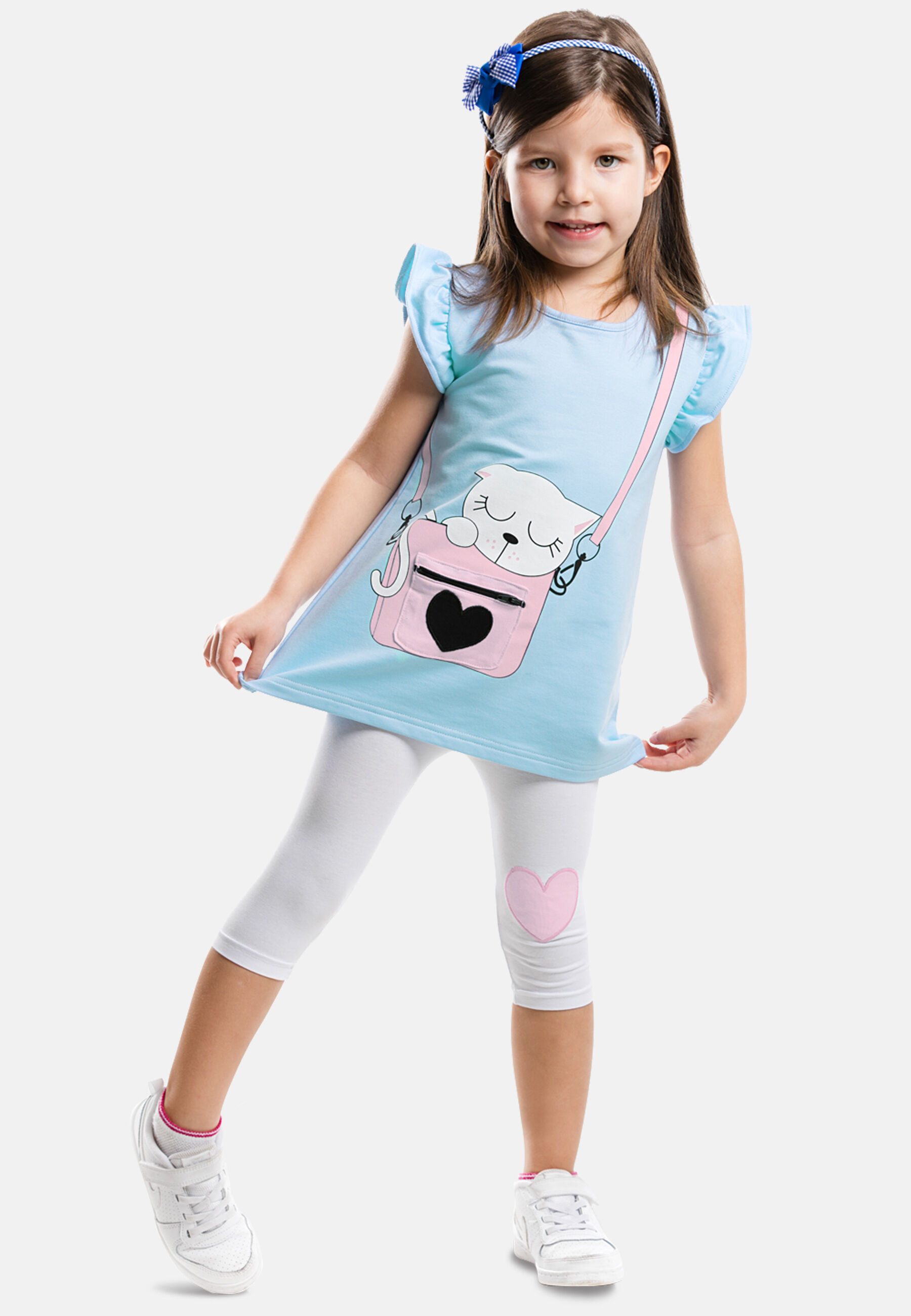 Denokids Hausanzug Cat in Bag (2 tlg) mit Katzen-Print