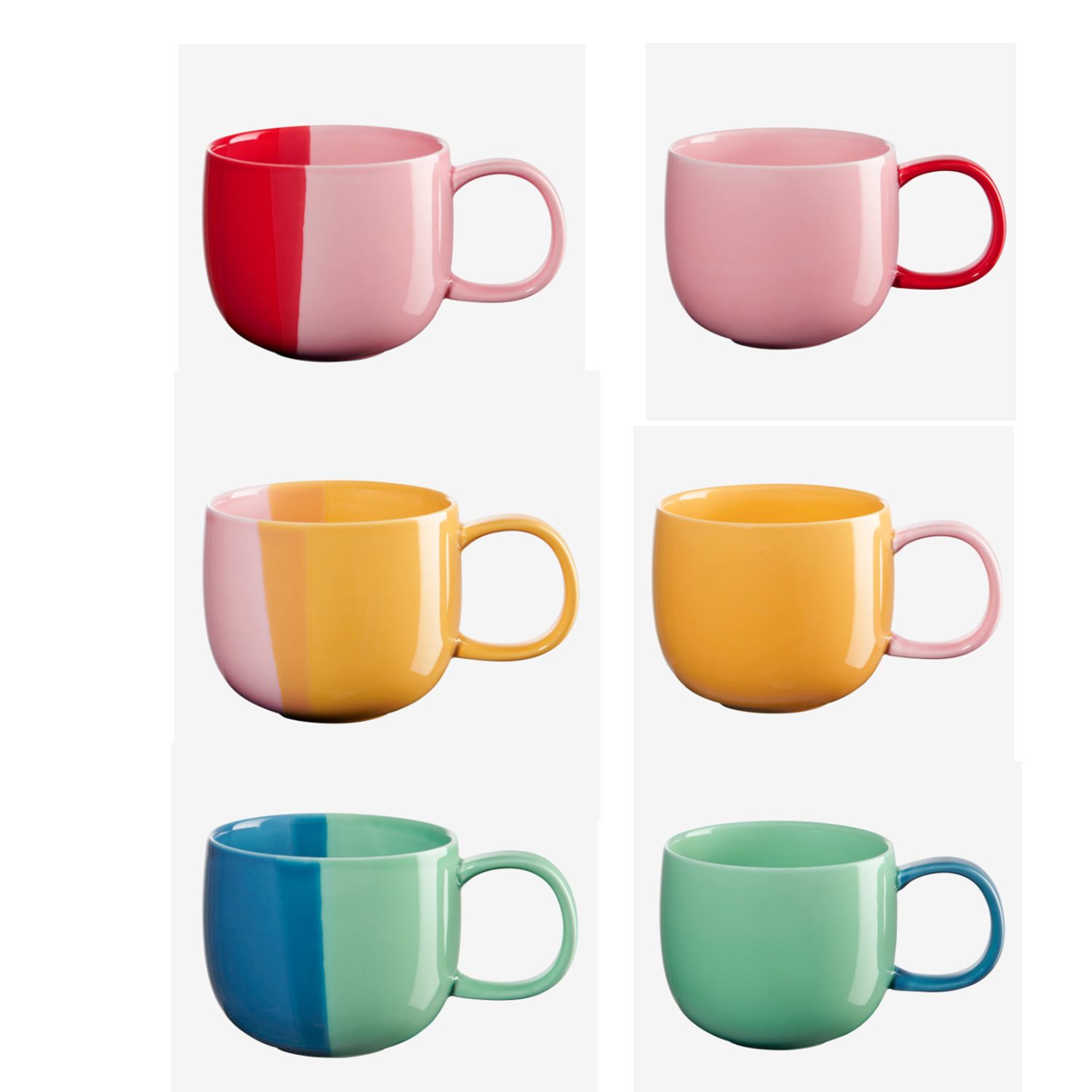 ASA SELECTION Tasse joy 6er Set gemischt Henkelbecher Porzellan 0,4 L, 6 er Set Чашки gemischt
