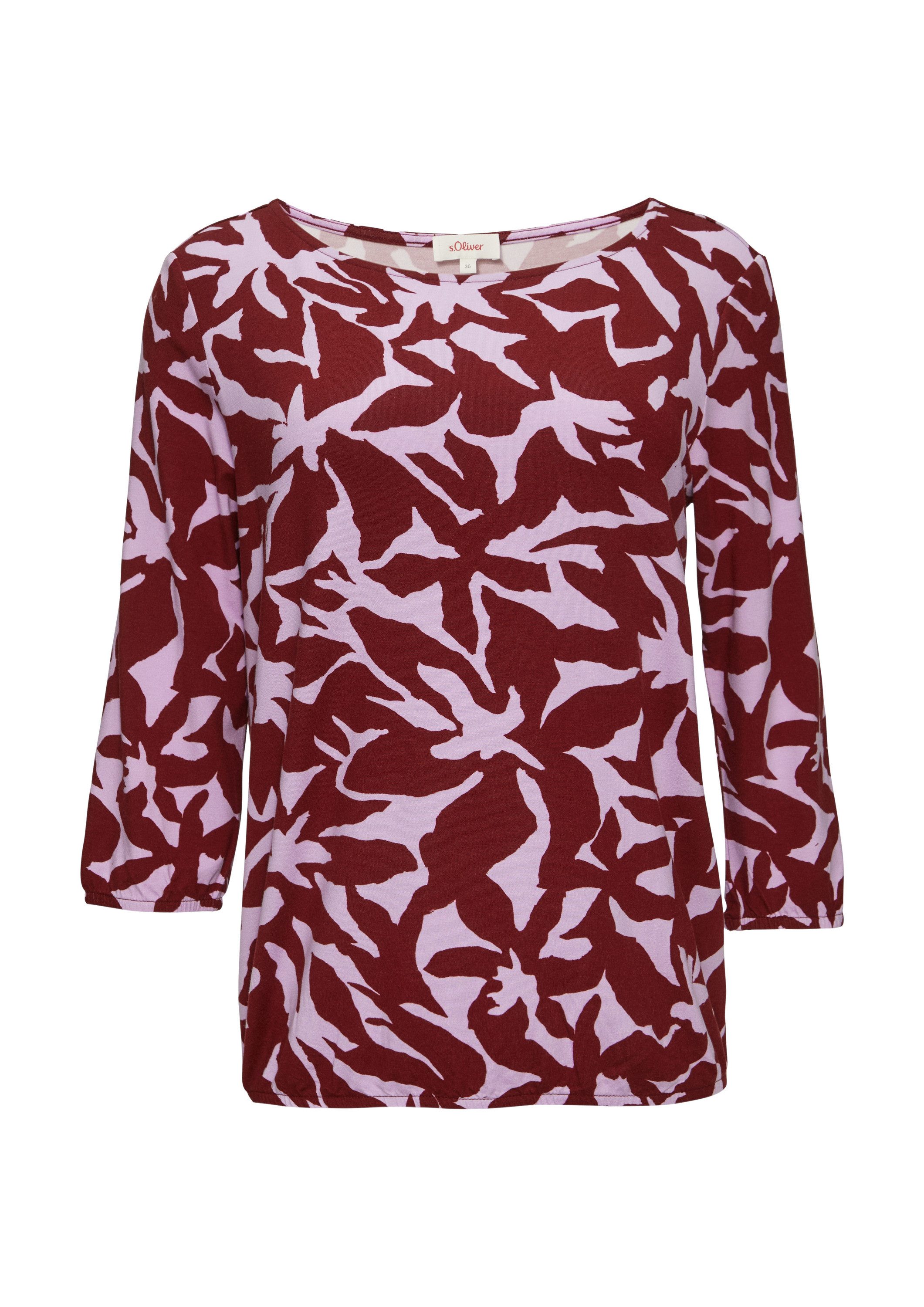 s.Oliver 3/4-Arm-Shirt T-Shirt Shirt mit All-over-Print aus Viskosestretch günstig online kaufen