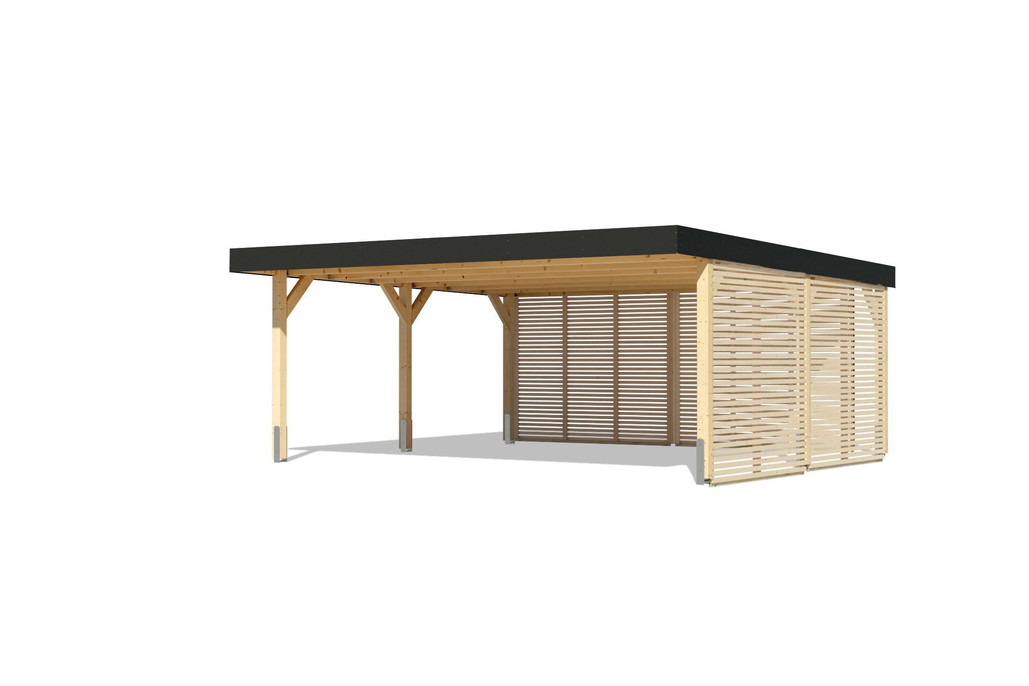 Karibu Doppelcarport Carport Leimholz mit 1 oder 2 Stellplätzen opt. mit Lamellenwänden, (1 Stück, 0 St., Carport Leimholz mit 2 Stellplätzen und Lamellenwänden), mit Lamellenwänden