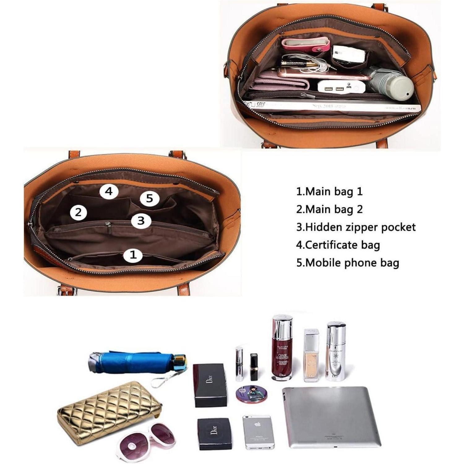 LuxusKollektion Shopper Damen Tote Shopper Schultertasche PU-Leder Schwarz