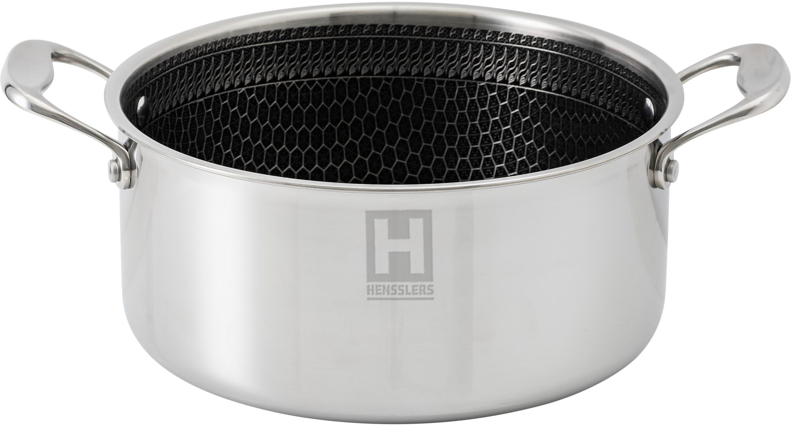HENSSLERS Kochtopf, Edelstahl (2-tlg), Ø 20 cm, 2,8 Liter, 3-Schicht Material mit Wabenstruktur, Induktion