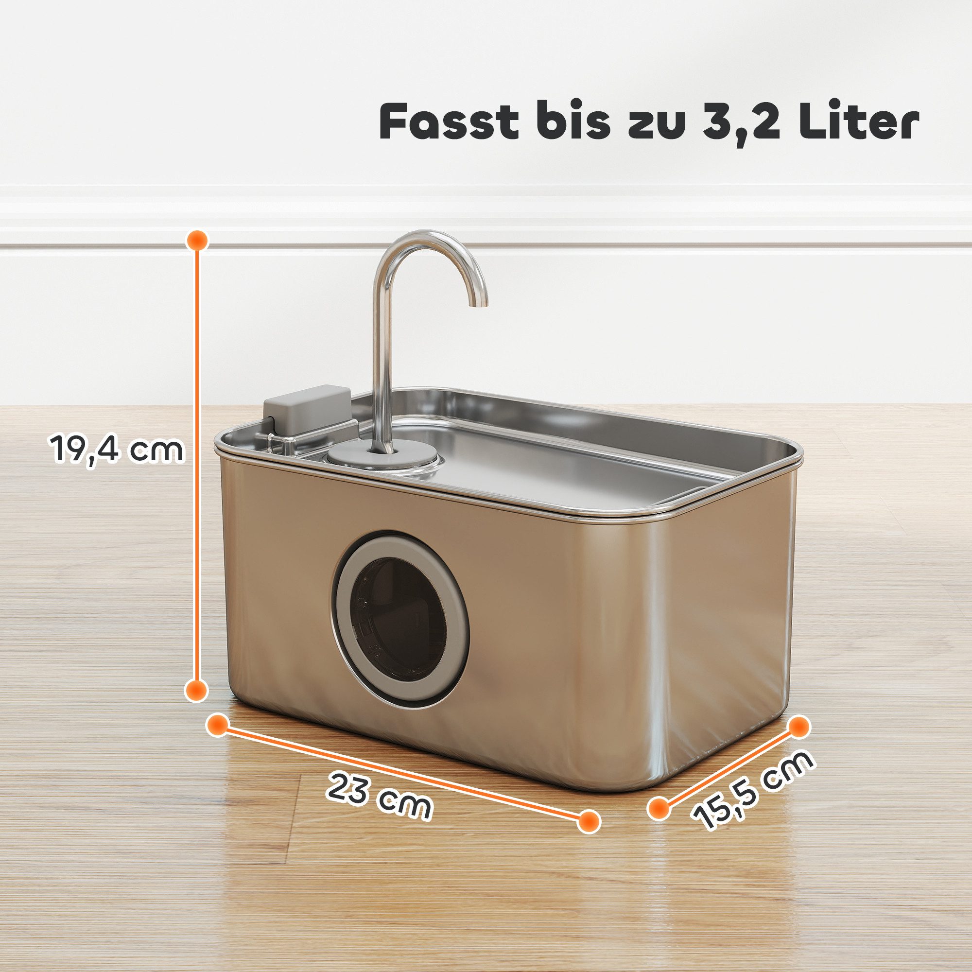 PawHut Trinkbrunnen mit leiser Pumpe, Aktivkohlefilter 3,2 l, Leicht zu Reinigen, für Katzen Hunde