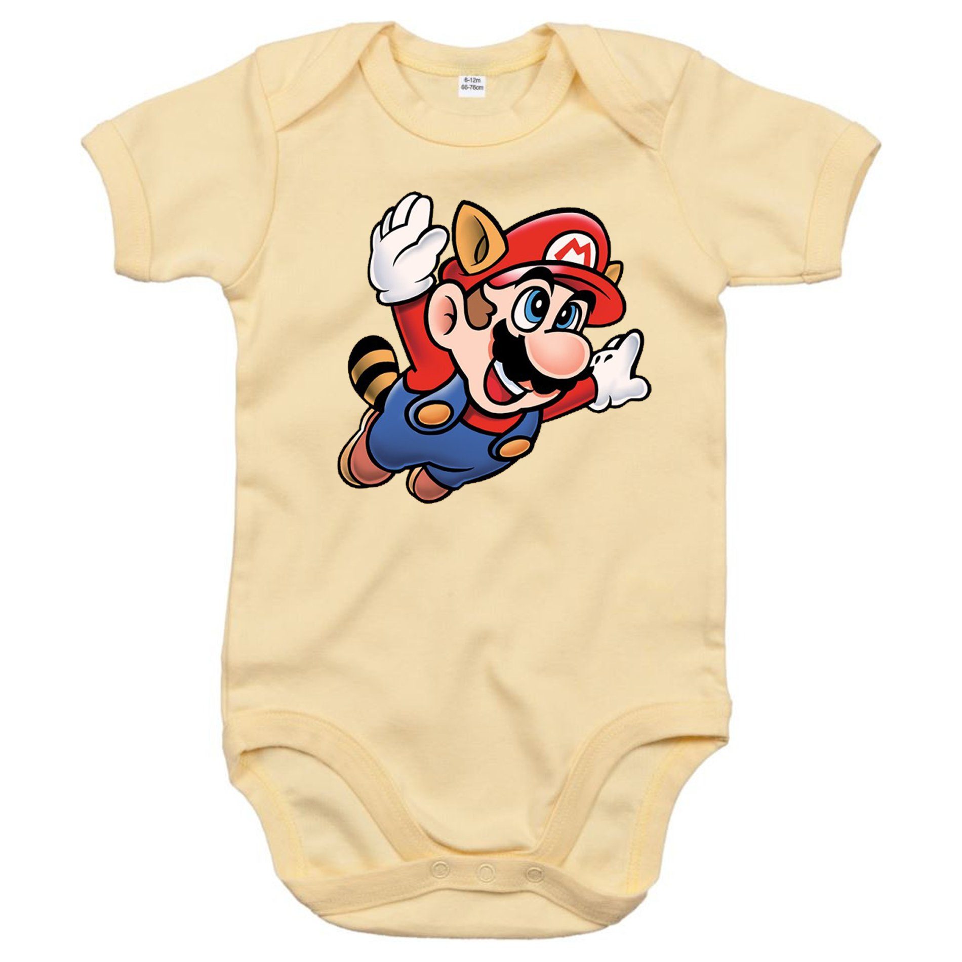 Blondie & Brownie Strampler Kinder Baby Super Mario 3 Fligh Nintendo Gamer Nerd Konsole Beige
