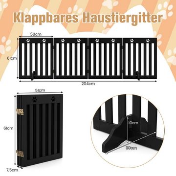 COSTWAY Türschutzgitter Hundegitter, klappbar, 60cm Hoch, 4 Paneelen