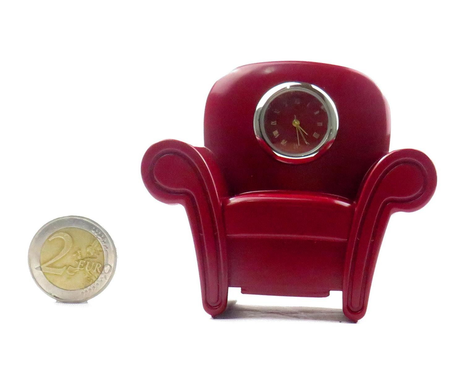 Siva Standuhr Tischuhr Sofa rot Metall Quarzuhr mit Ersatzbatterie