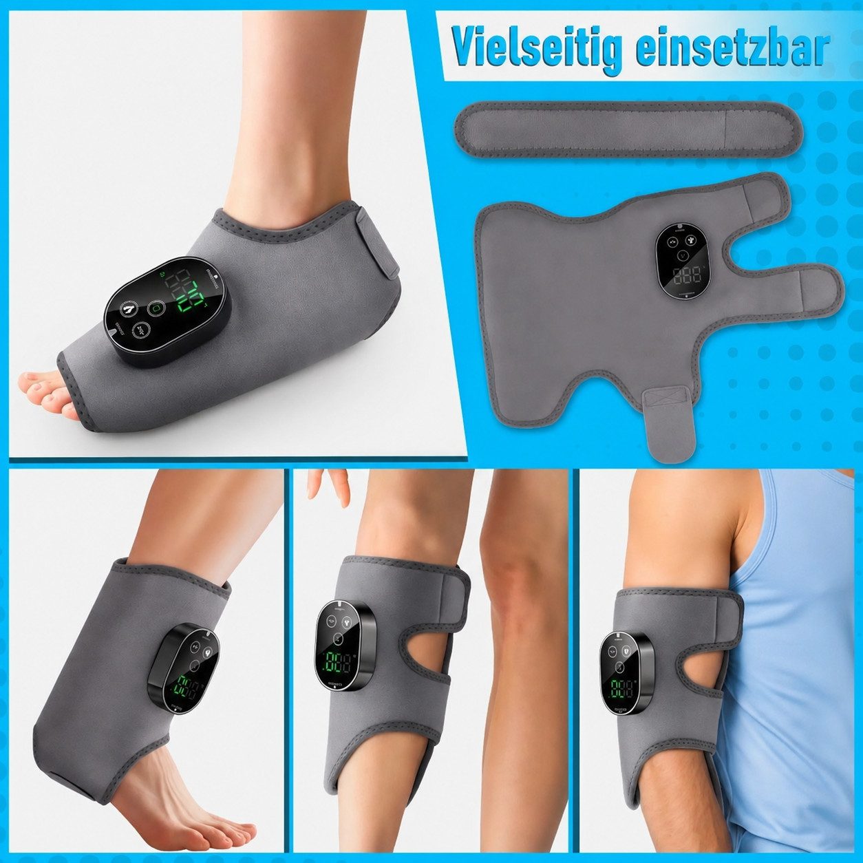 Lisabonde Massagegerät mit Wärmetherapie & Vibration, Akku, für Knöchel & Wade, 2er-Set, Ergonomisch, hautfreundlich, automatische Abschaltung – Bild 5 von 5