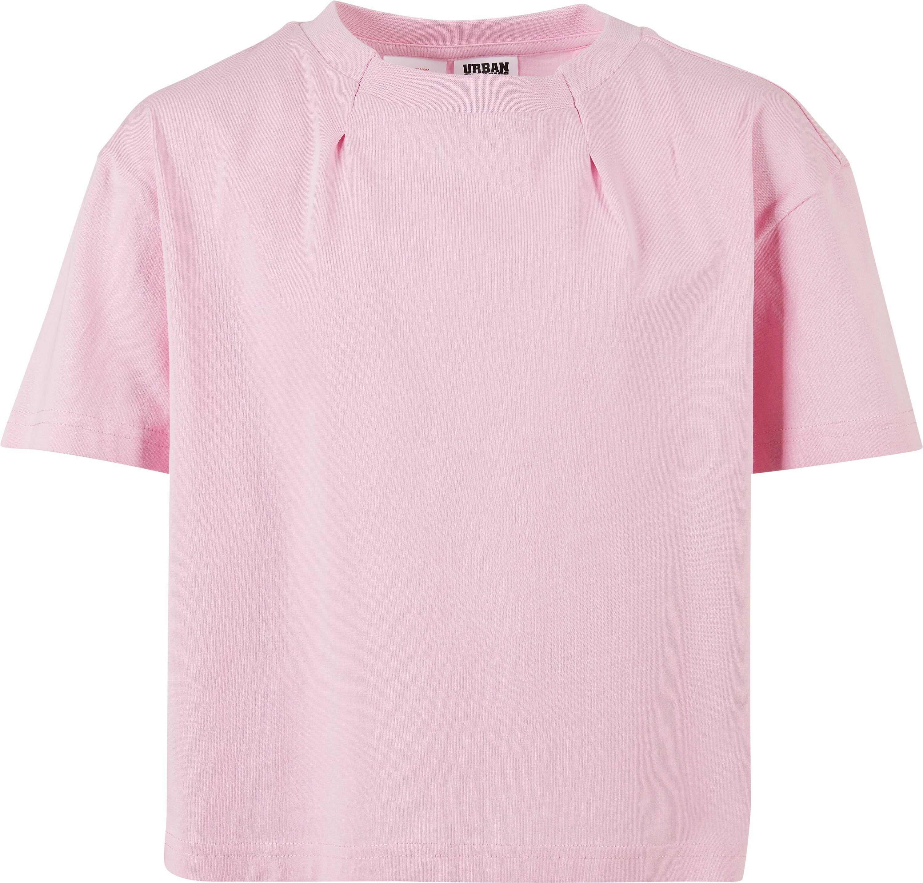 URBAN Tee CLASSICS Girls (1-tlg) Kurzarmshirt Oversized Pleat girlypink Organic Kinder